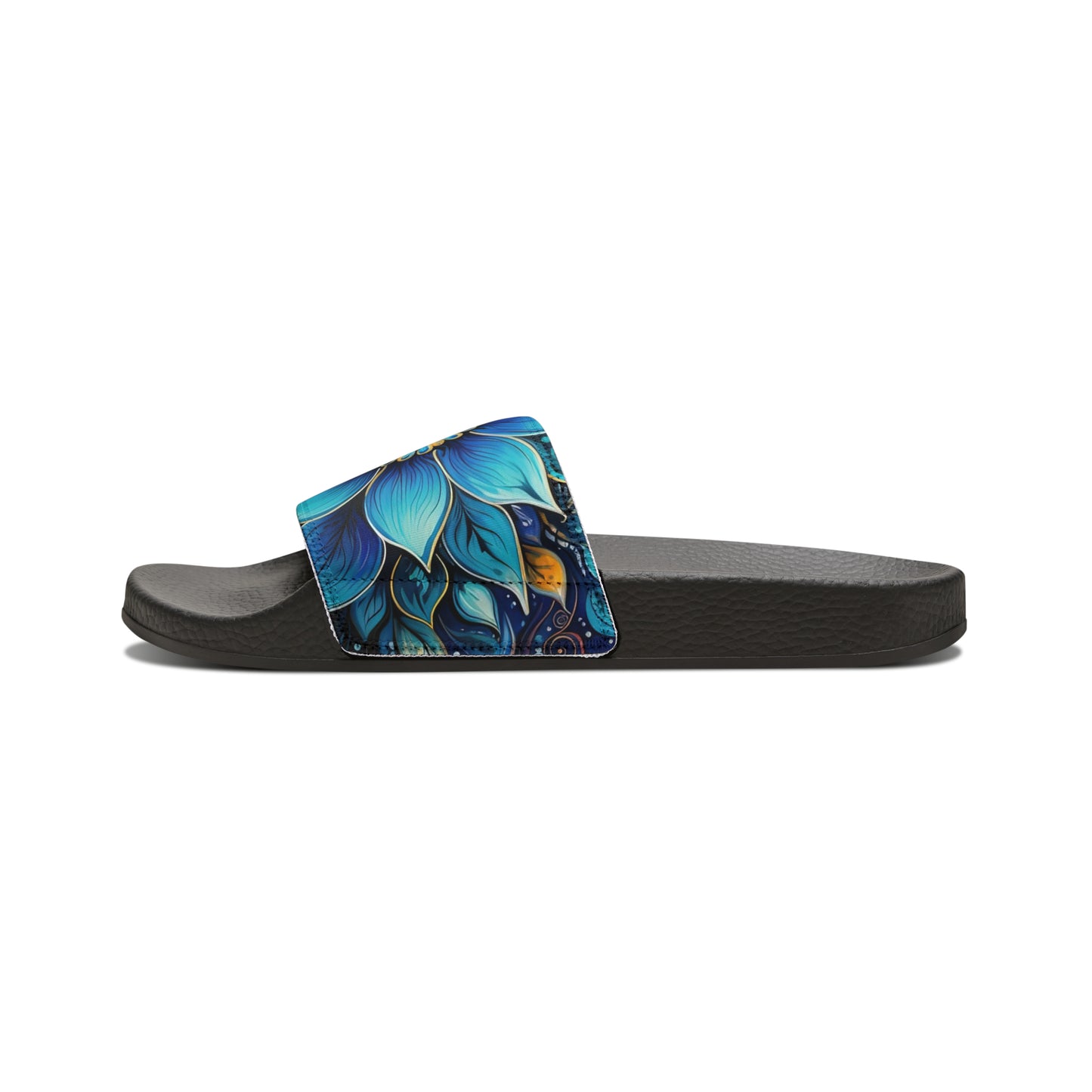 Blue Floral Mandala - Men's Slides