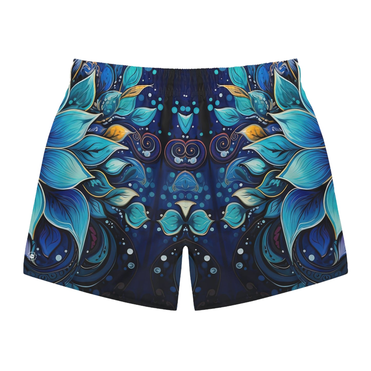 Blue Floral Mandala - Artsy Swim Trunks