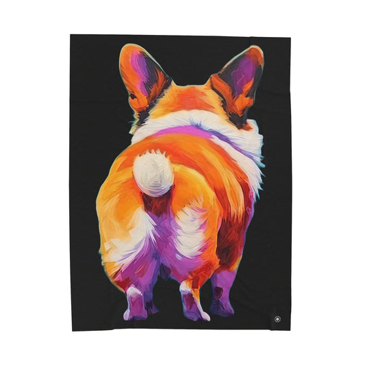 Corgi Butt in Black - Artsy Throw Blanket