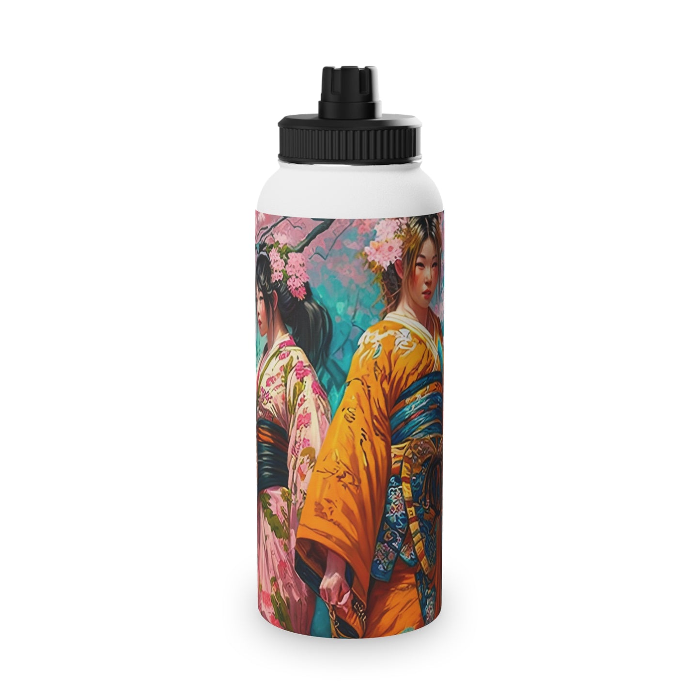 Cherry Blossom Tiger Geishas - Water Bottle