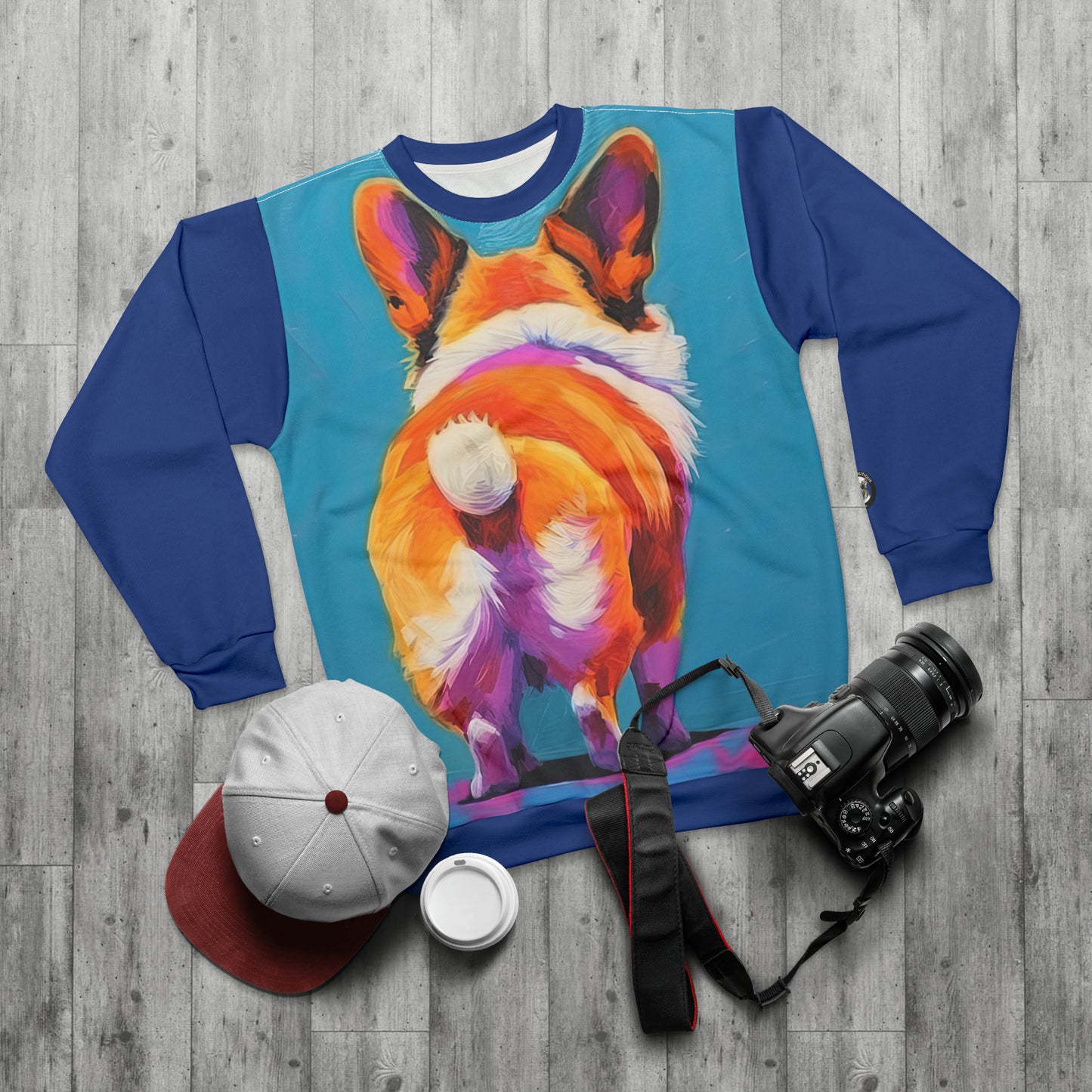 Corgi Butt in Blue - Artistic Sweatshirt