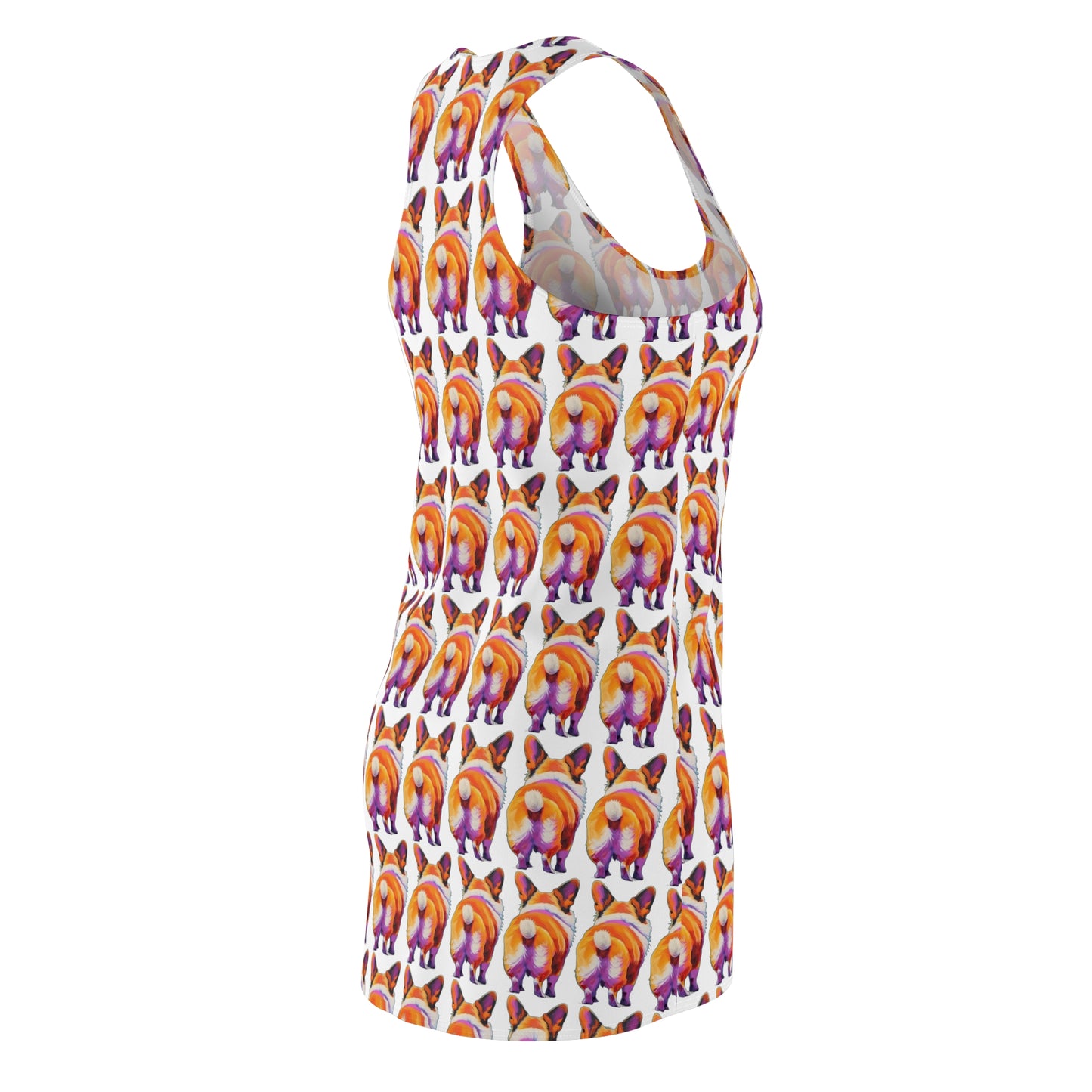 Corgi Butt Mosaic in White - Artistic Racerback Dress