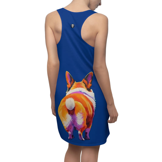 Corgi Butt in Blue - Artistic Racerback Dress