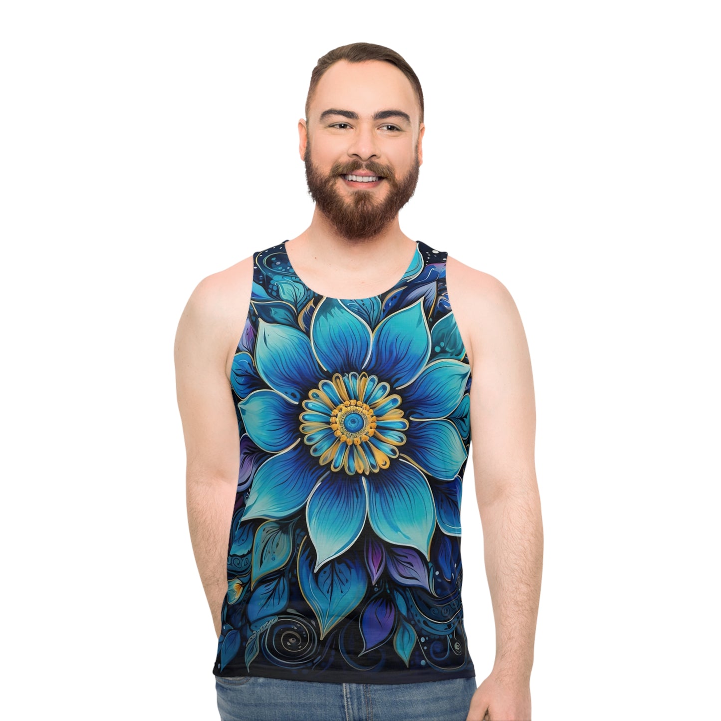 Blue Floral Mandala - Tank Top