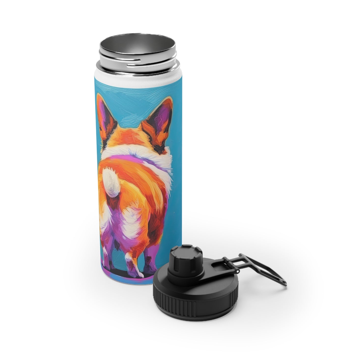 Corgi Butt in Blue - Water Bottle