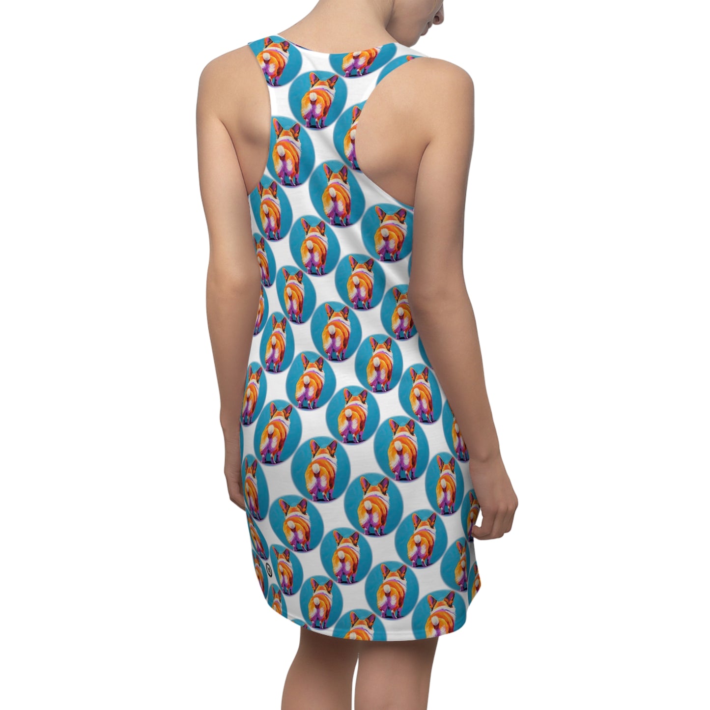 Corgi Butt Dots in White - Artistic Racerback Dress