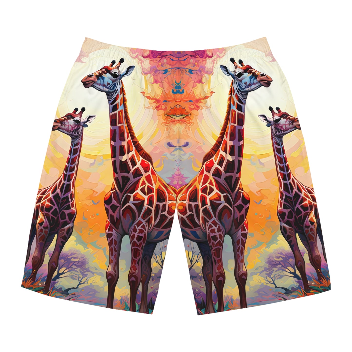 Giraffe Sunrise - Artistic Board Shorts