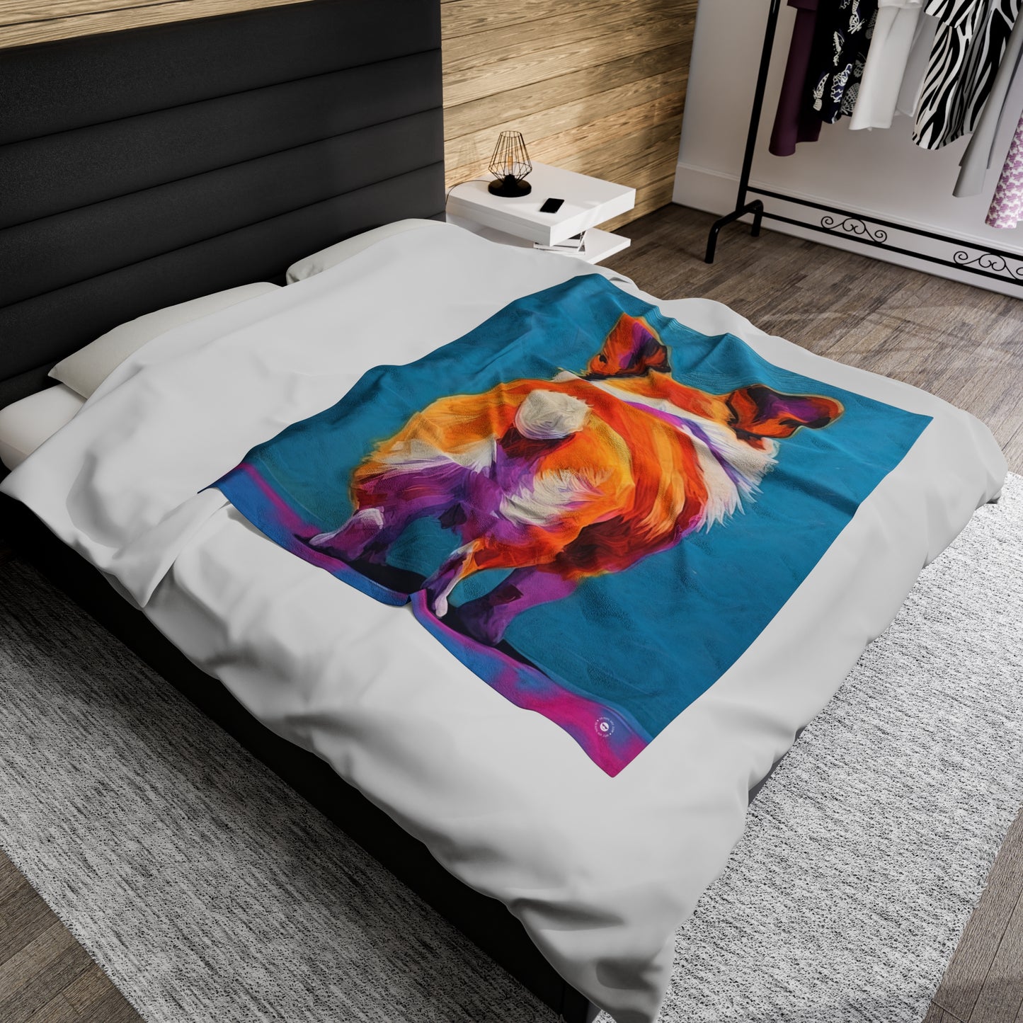 Corgi Butt in Blue - Artsy Throw Blanket