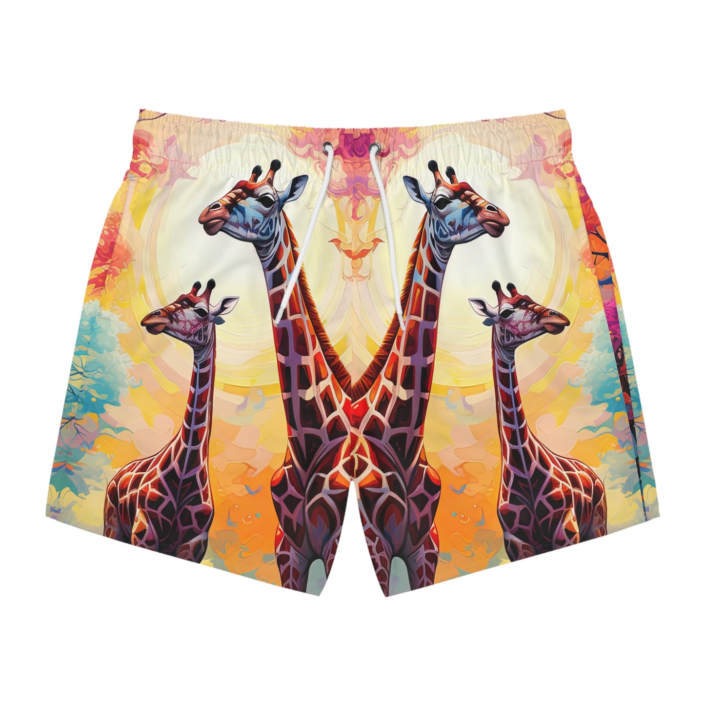 Giraffe Sunrise - Artsy Swim Trunks