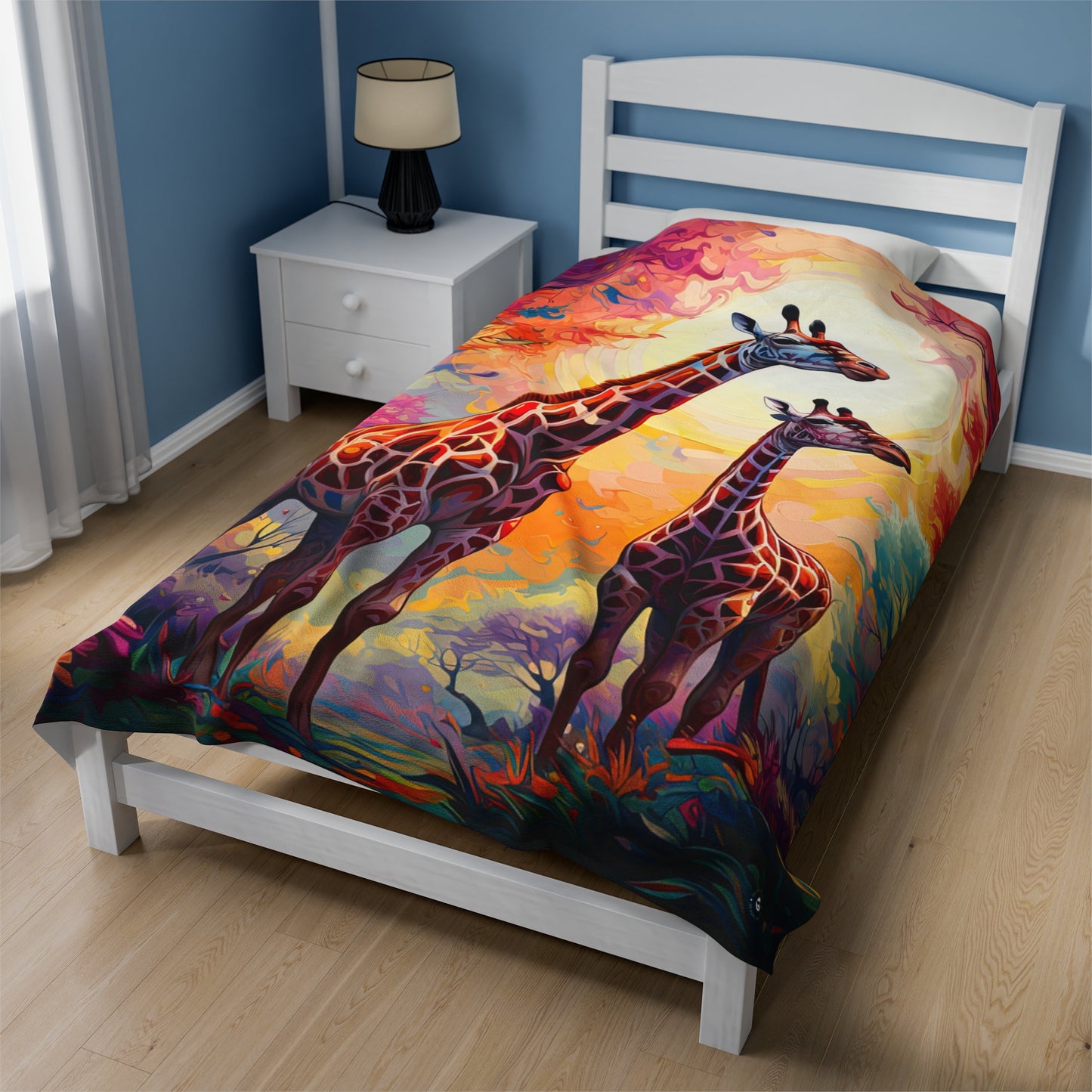 Giraffe Sunrise - Artsy Throw Blanket