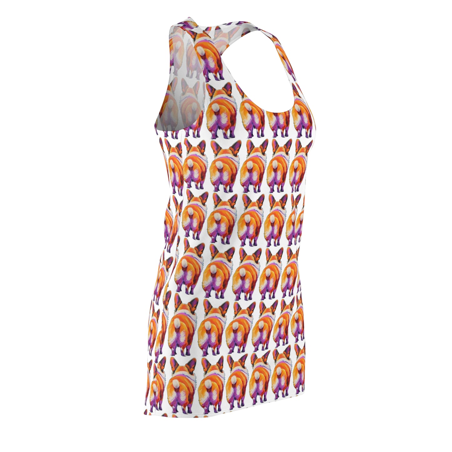 Corgi Butt Mosaic in White - Artistic Racerback Dress