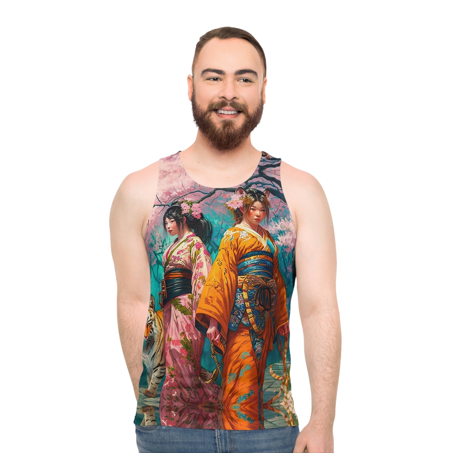 Cherry Blossom Tiger Geishas - Tank Top