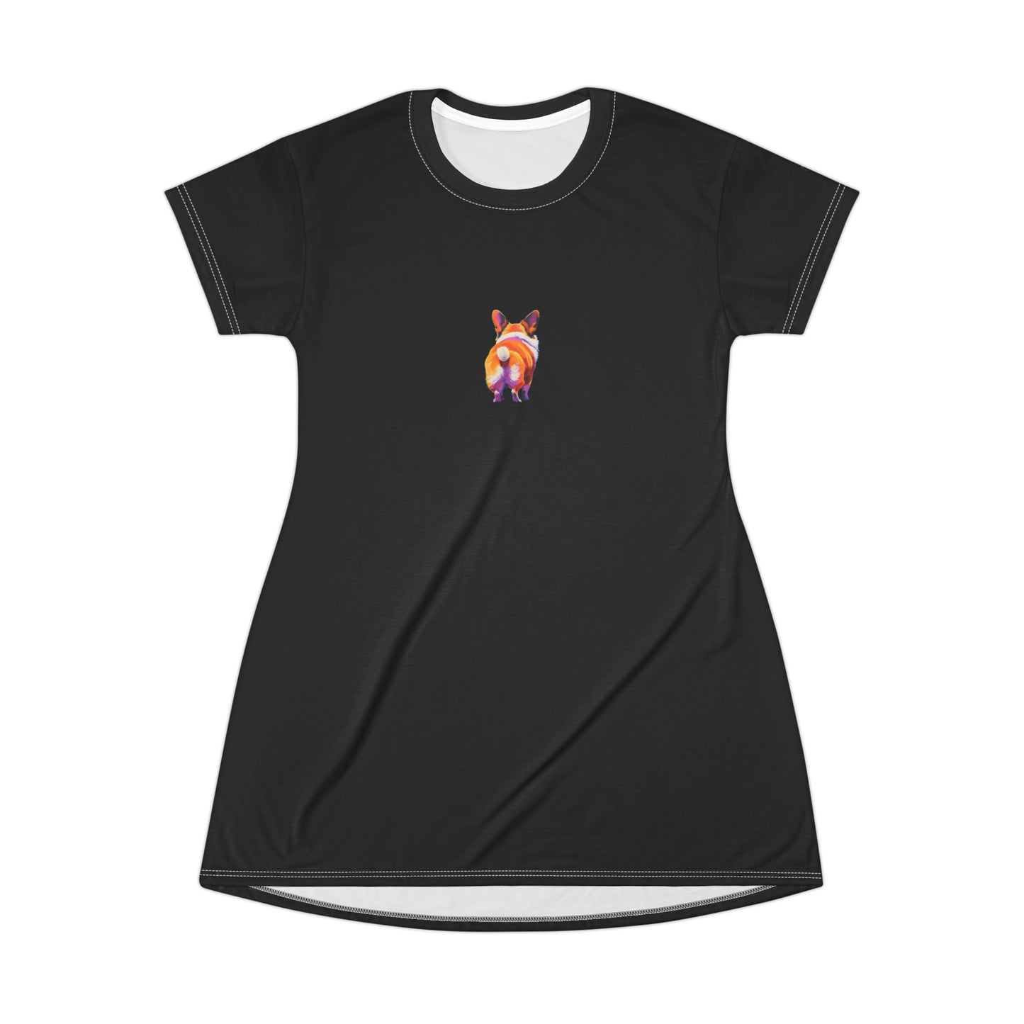 Corgi Butt in Black - Artsy T-Shirt Dress