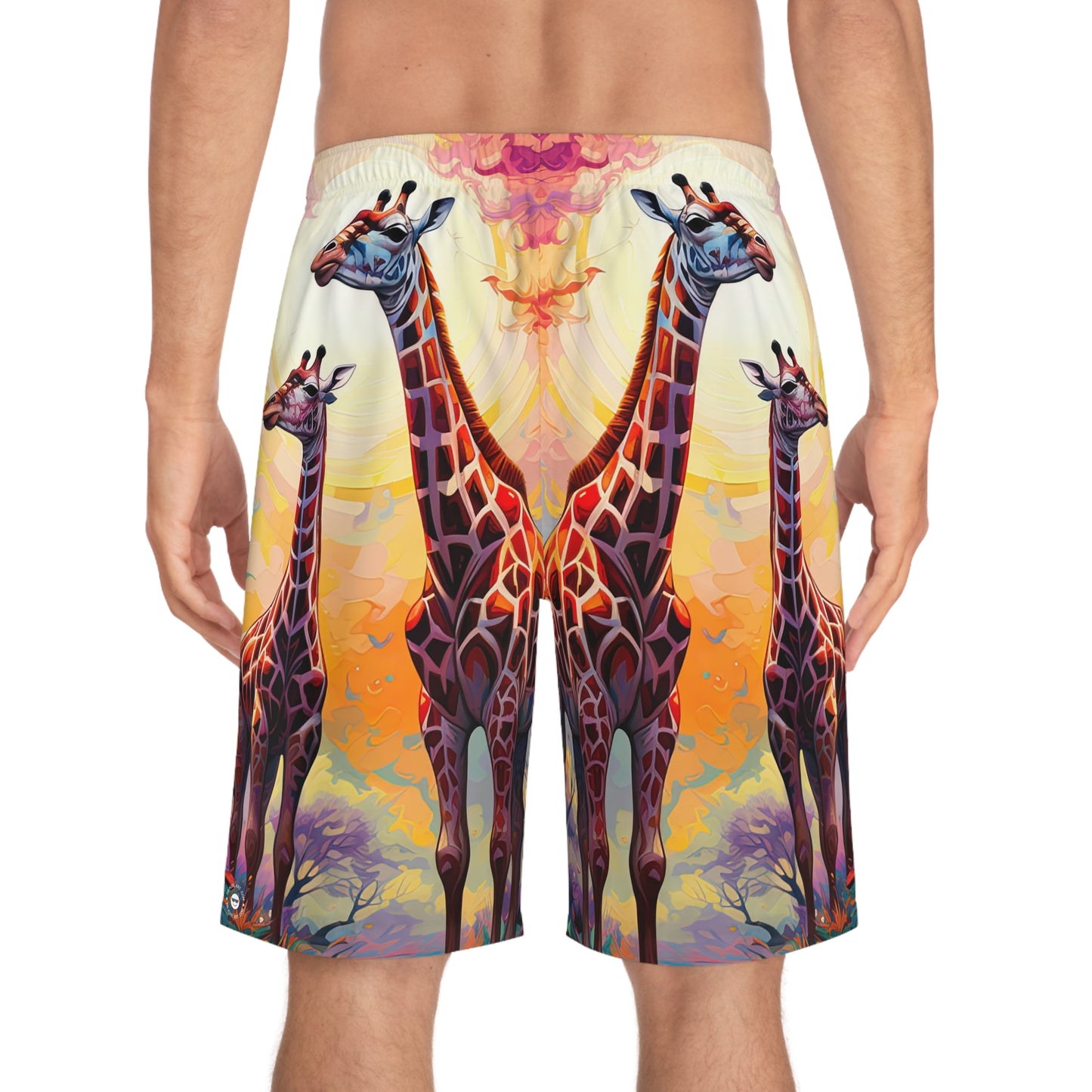 Giraffe Sunrise - Artistic Board Shorts