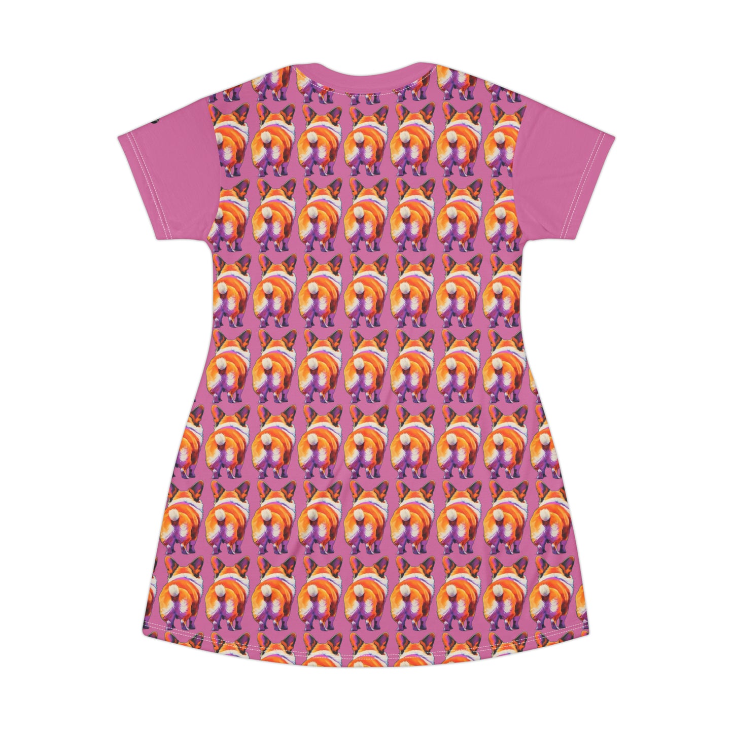 Corgi Butt Mosaic in Pink - Artsy T-Shirt Dress