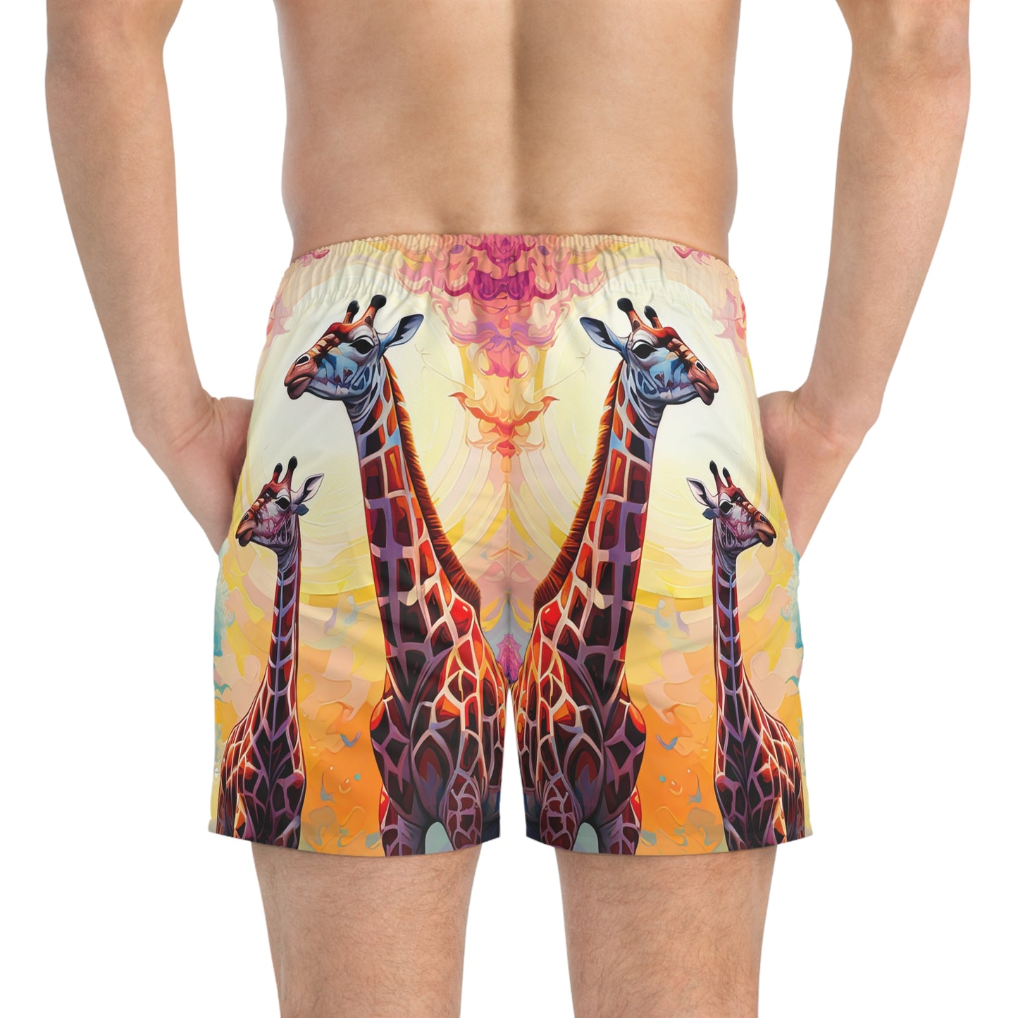 Giraffe Sunrise - Artsy Swim Trunks