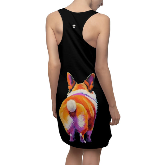 Corgi Butt in Black - Artistic Racerback Dress