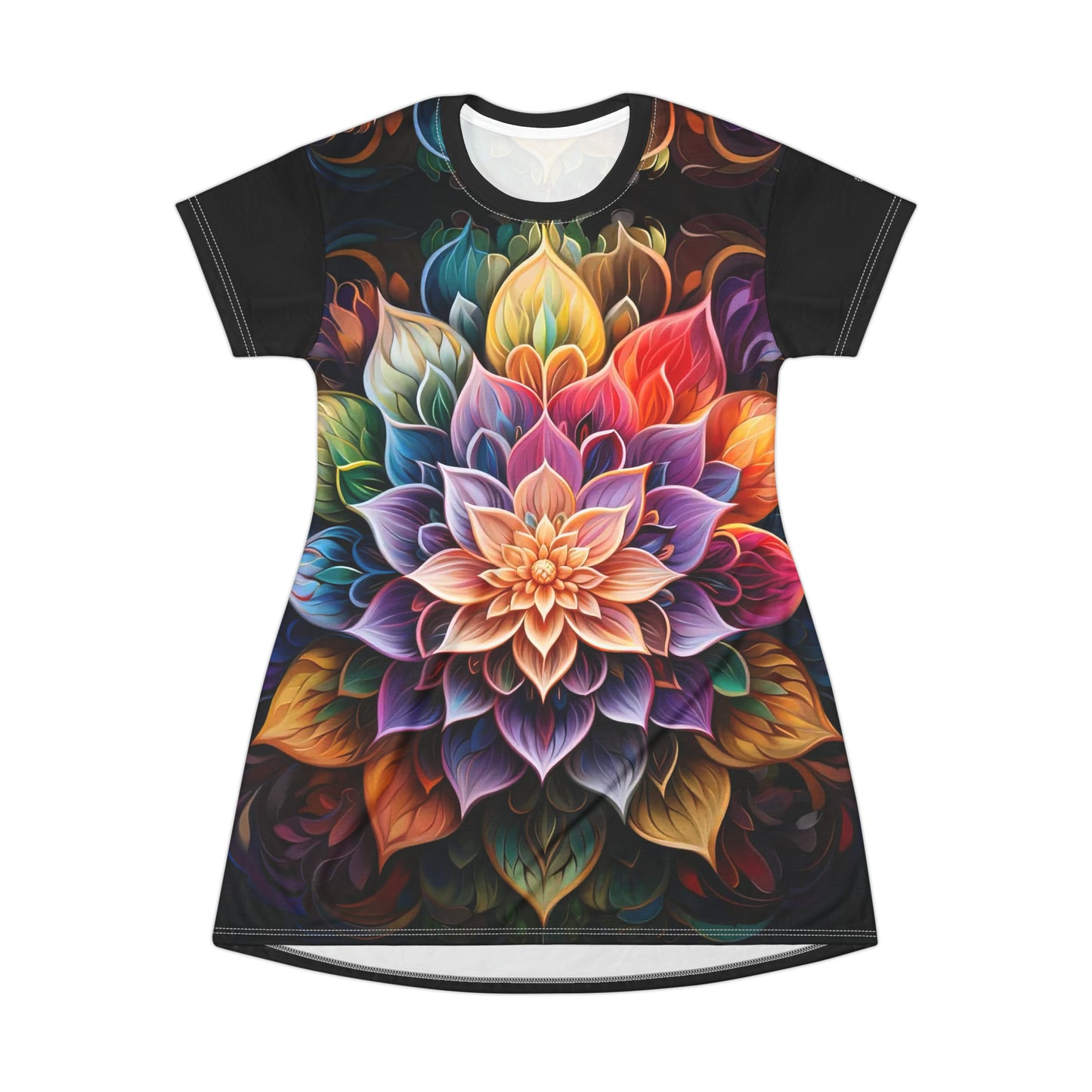 Lotus Mandala - Artsy T-Shirt Dress