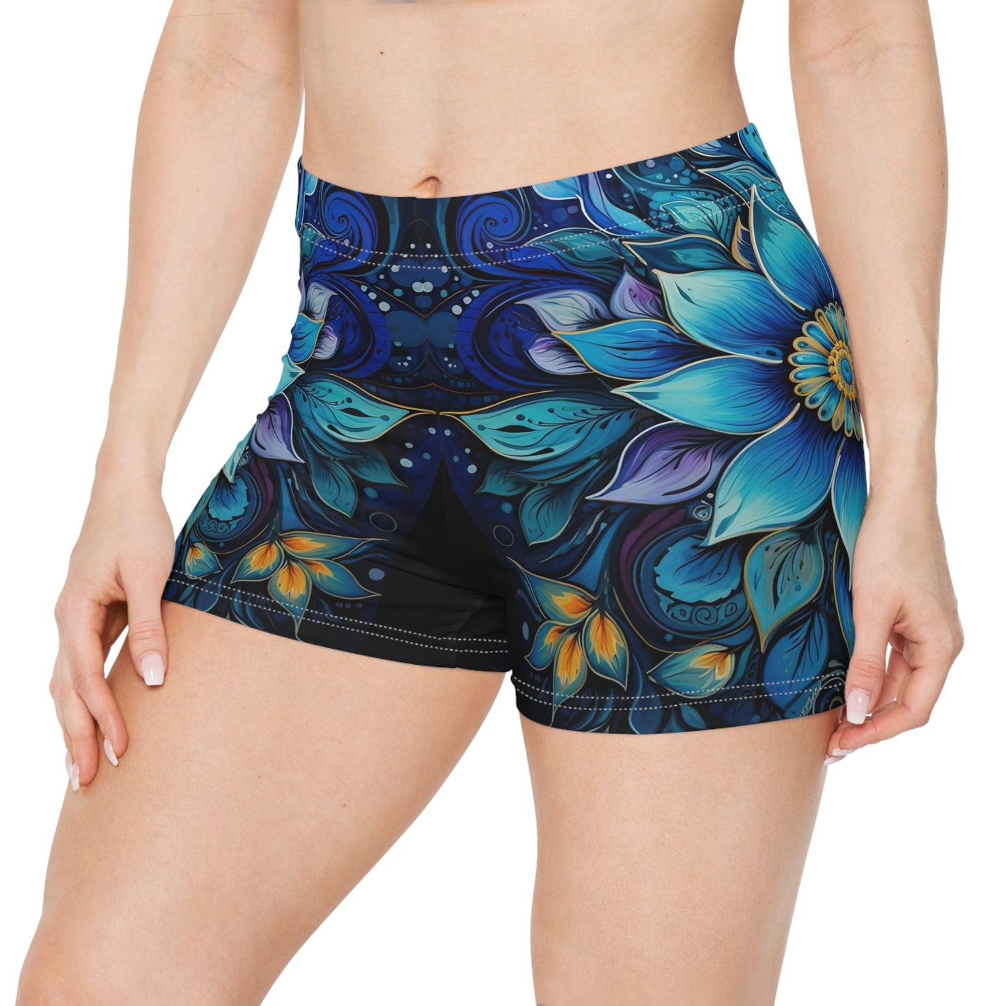 Blue Floral Mandala - Artistic Shorts