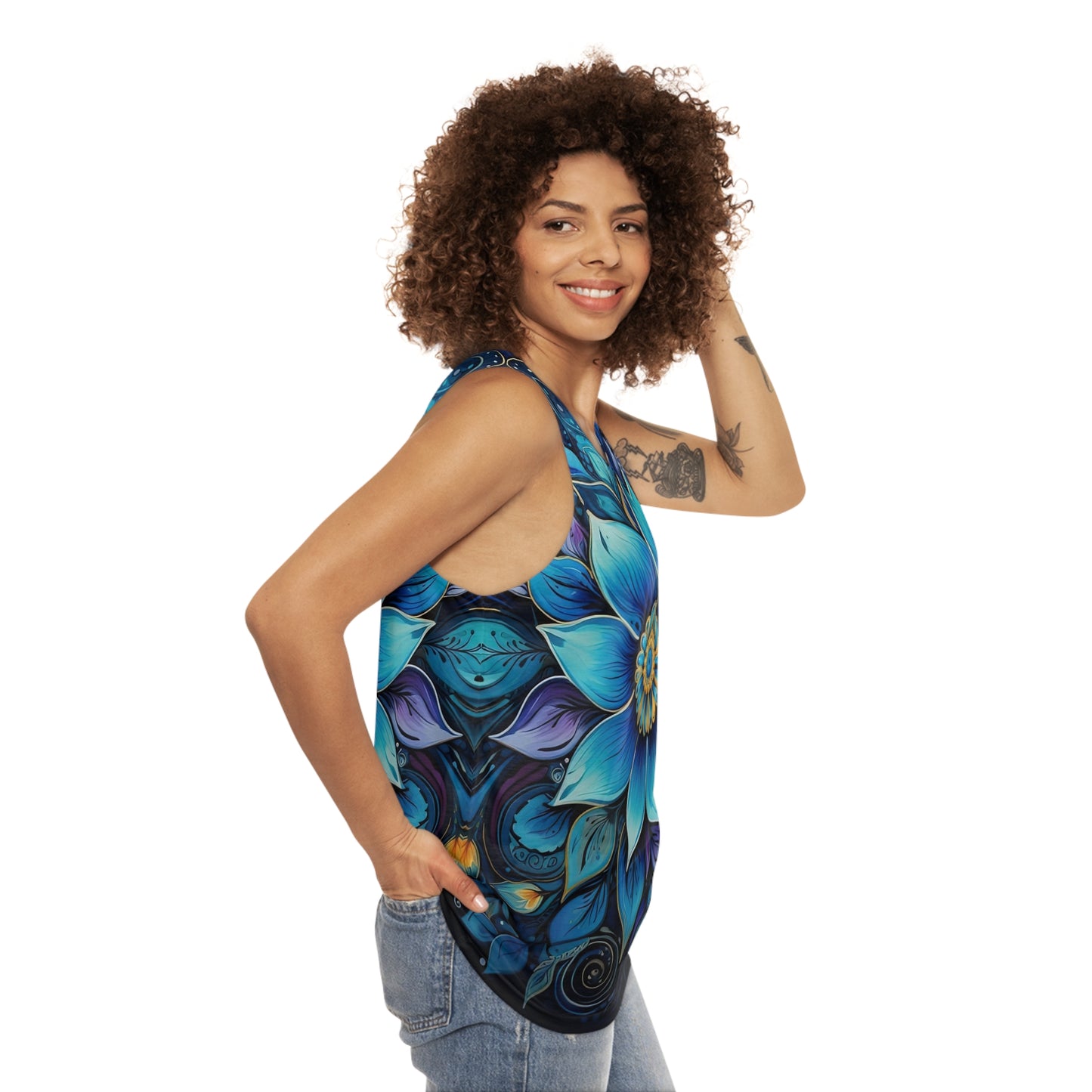 Blue Floral Mandala - Tank Top