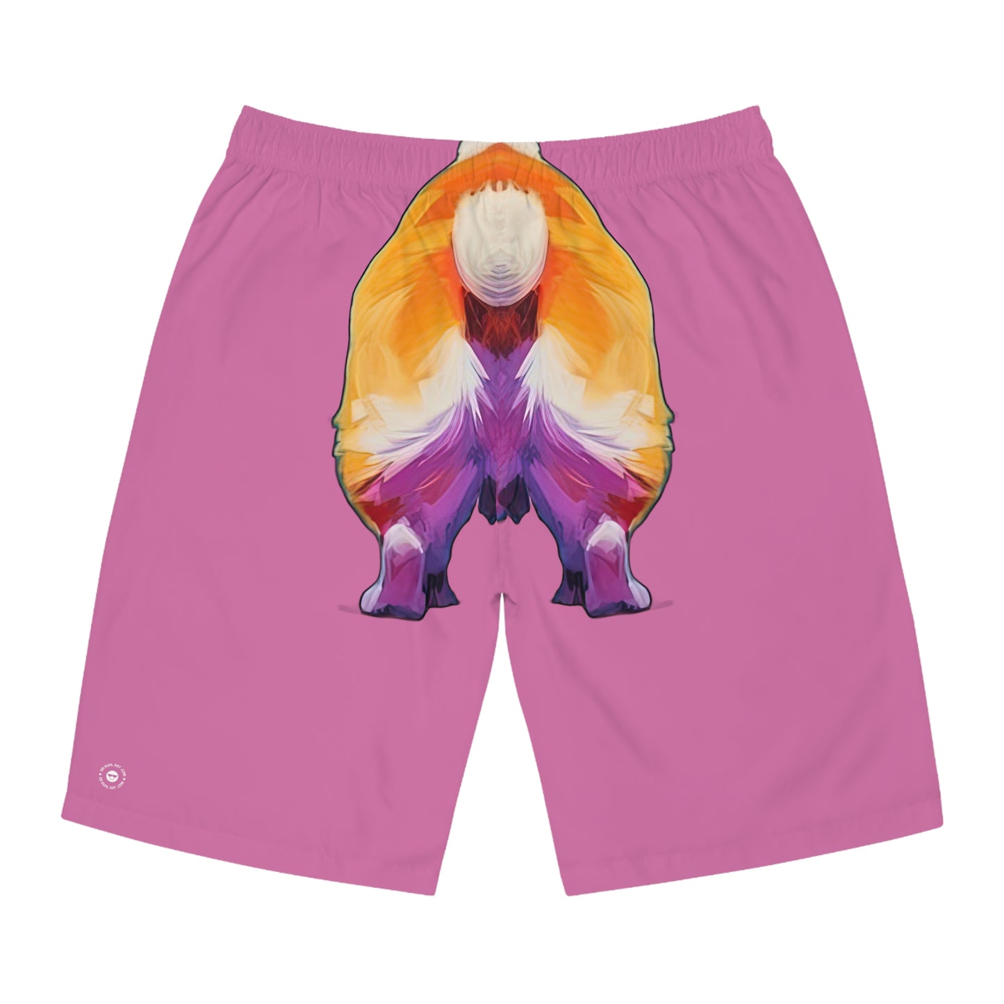 Corgi Butt Wiggle in Pink - Artistic Board Shorts