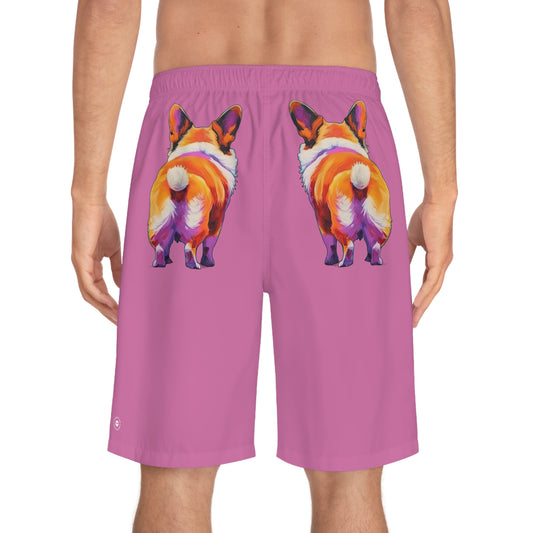 Corgi Butt in Pink - Artistic Board Shorts