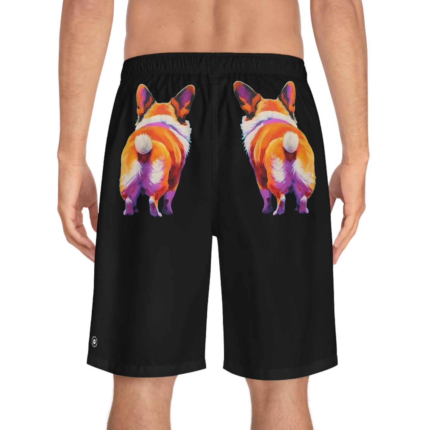 Corgi Butt in Black - Artistic Board Shorts