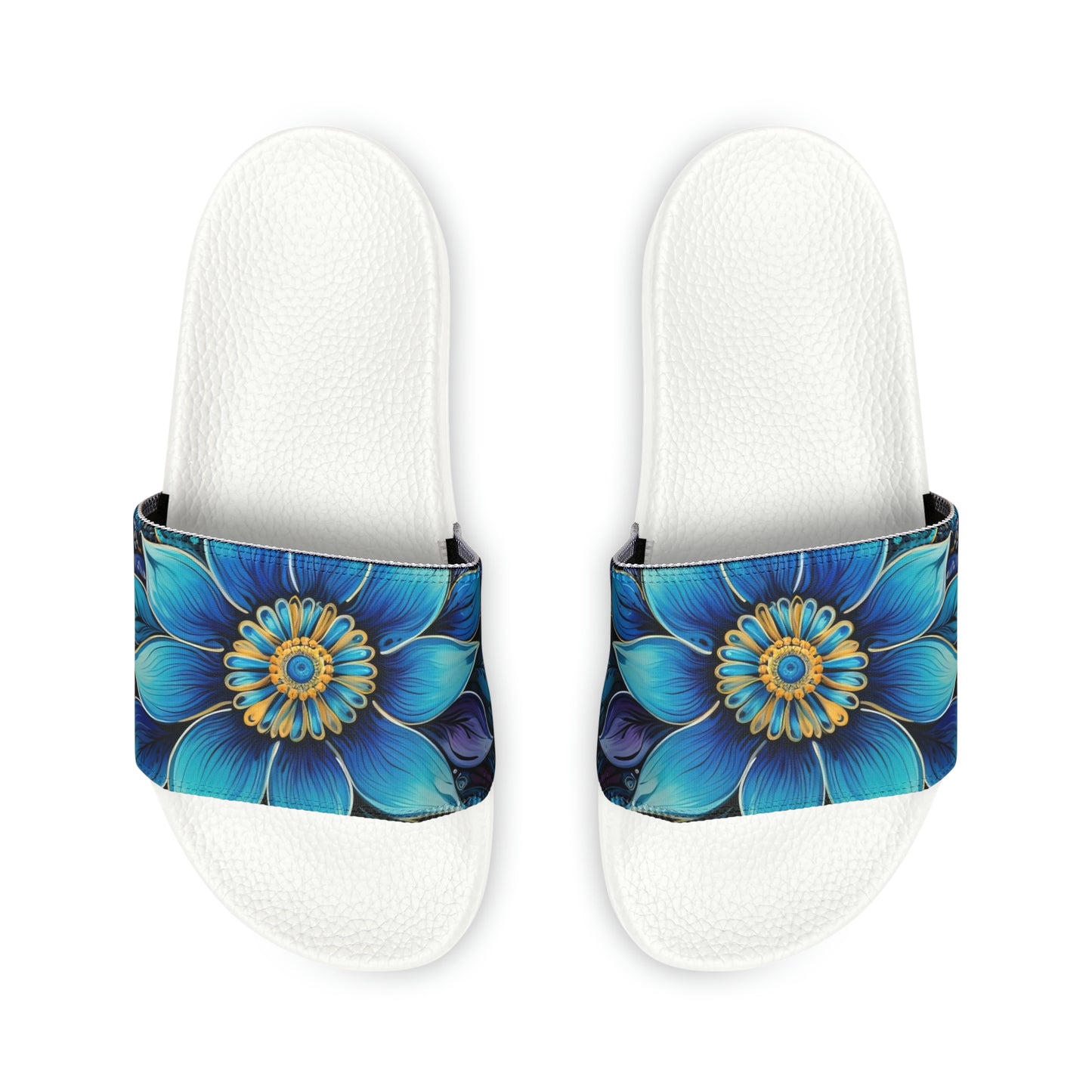 Blue Floral Mandala - Men's Slides