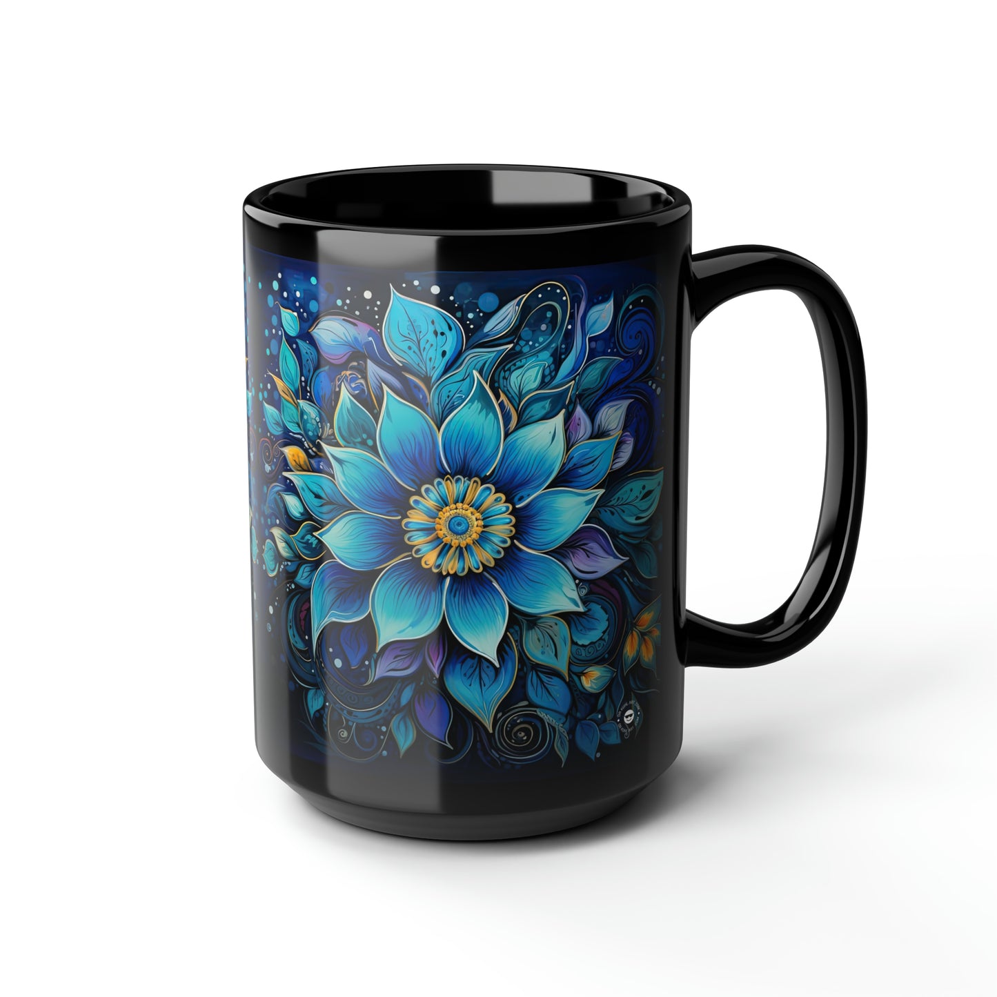 Blue Floral Mandala - Mug Art