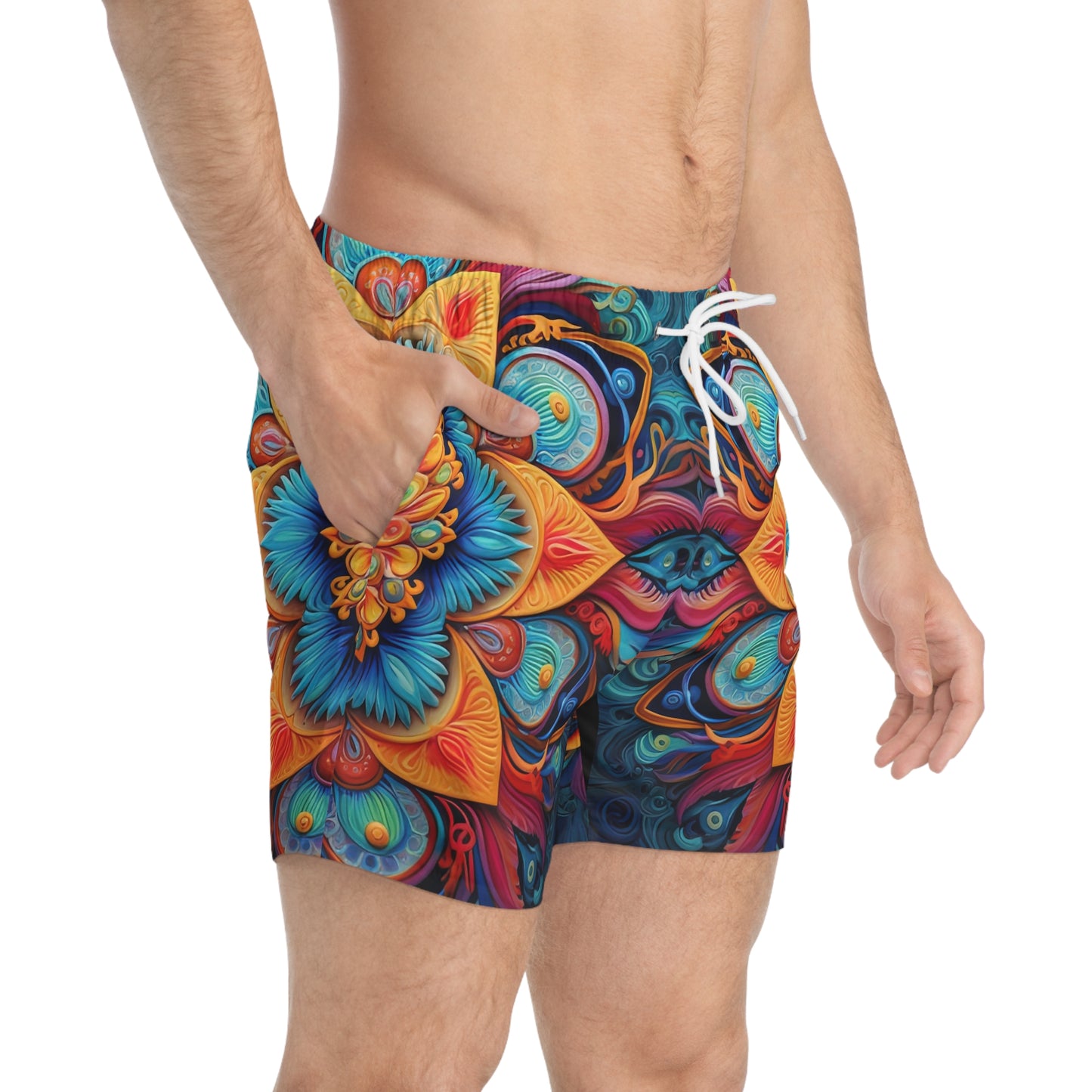 Floral Mandala - Artsy Swim Trunks