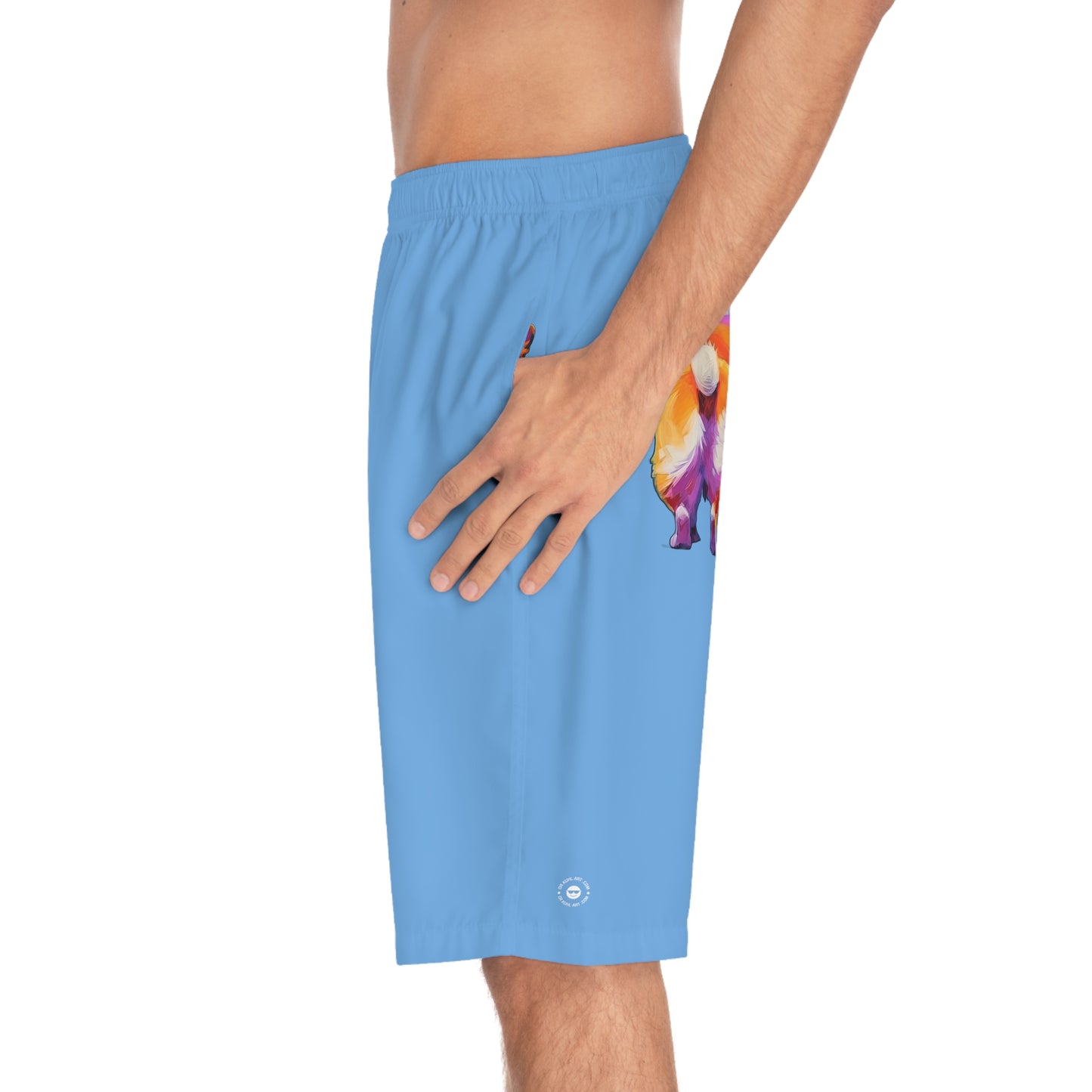 Corgi Butt in Blue - Artistic Board Shorts