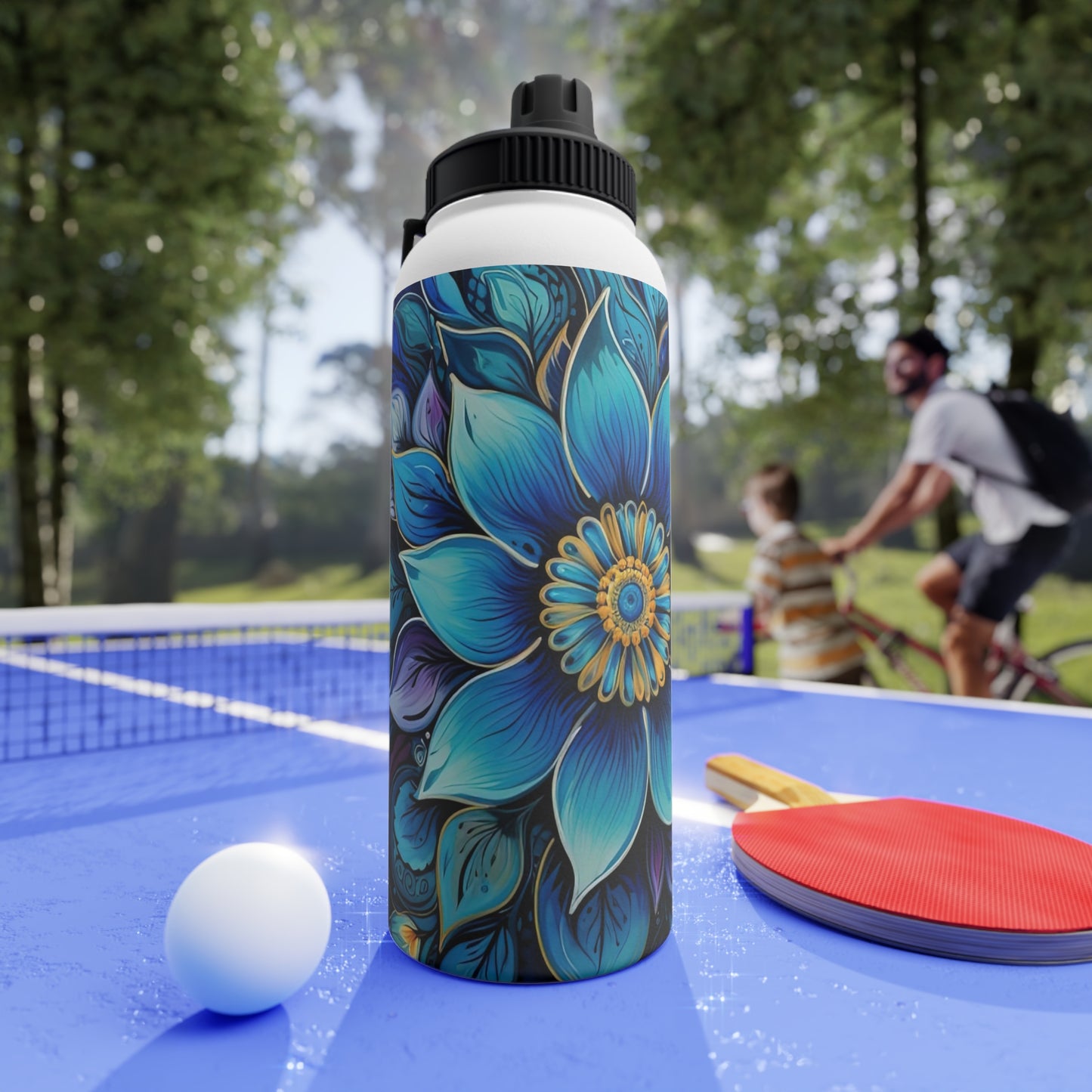 Blue Floral Mandala - Water Bottle