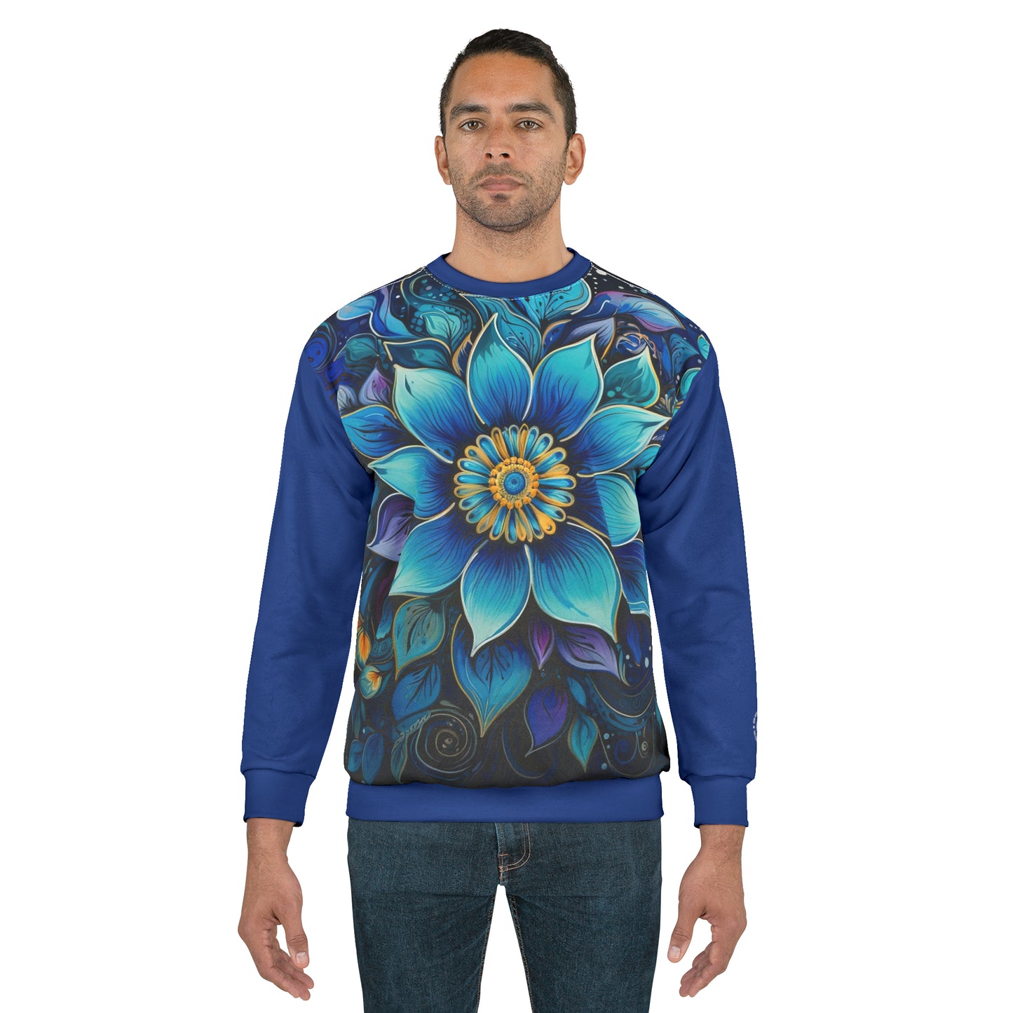 Blue Floral Mandala - Artistic Sweatshirt