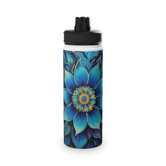 Blue Floral Mandala - Water Bottle