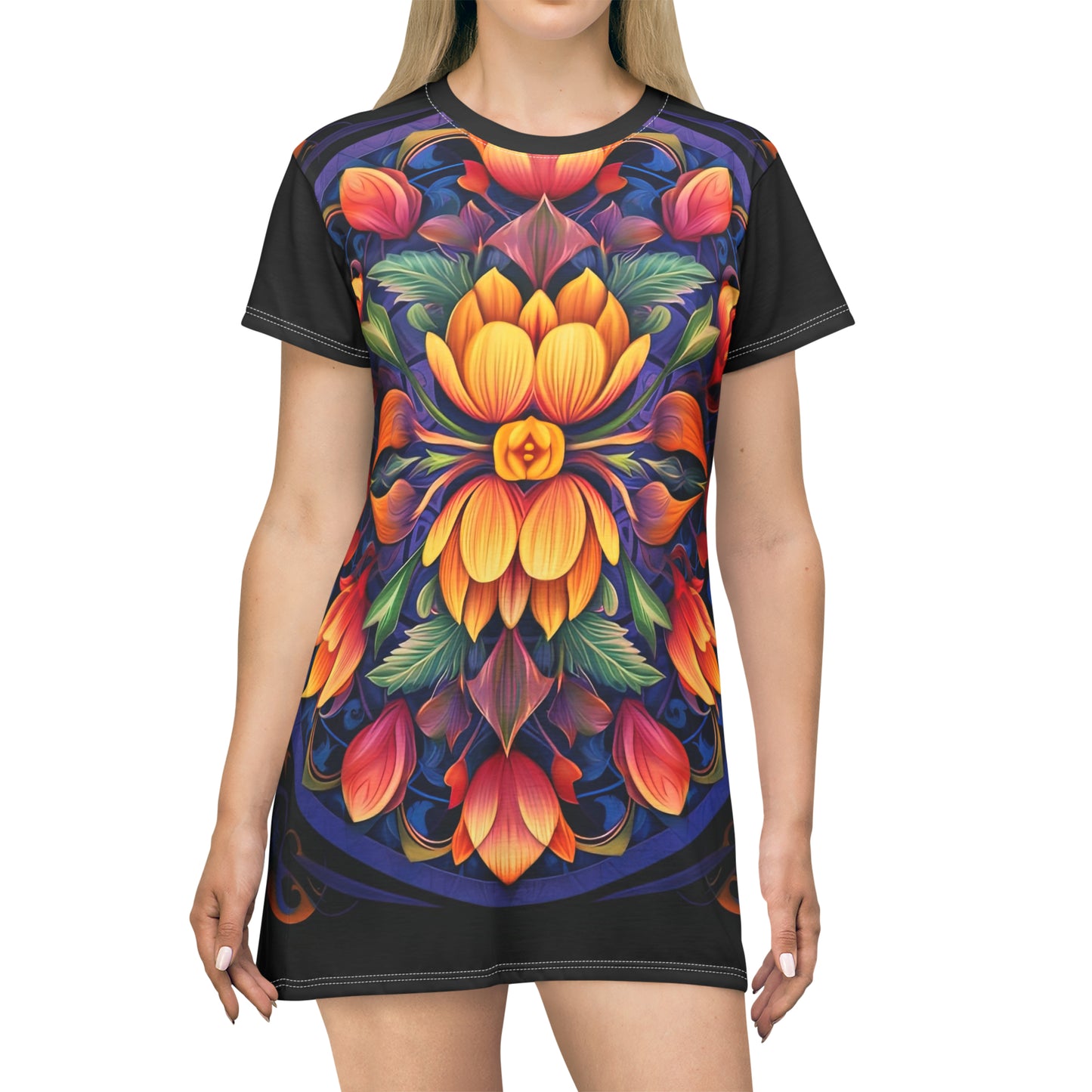 Tulip Mandala - Artsy T-Shirt Dress