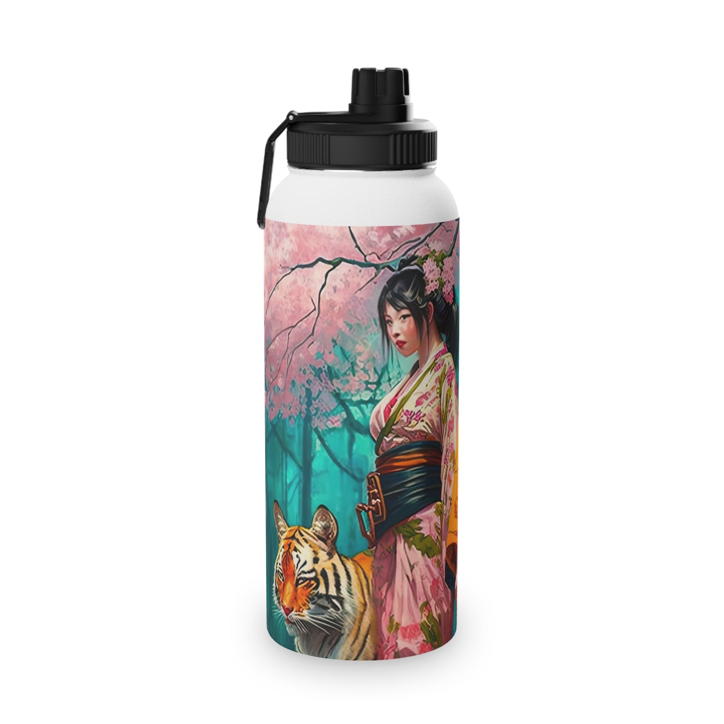 Cherry Blossom Tiger Geishas - Water Bottle