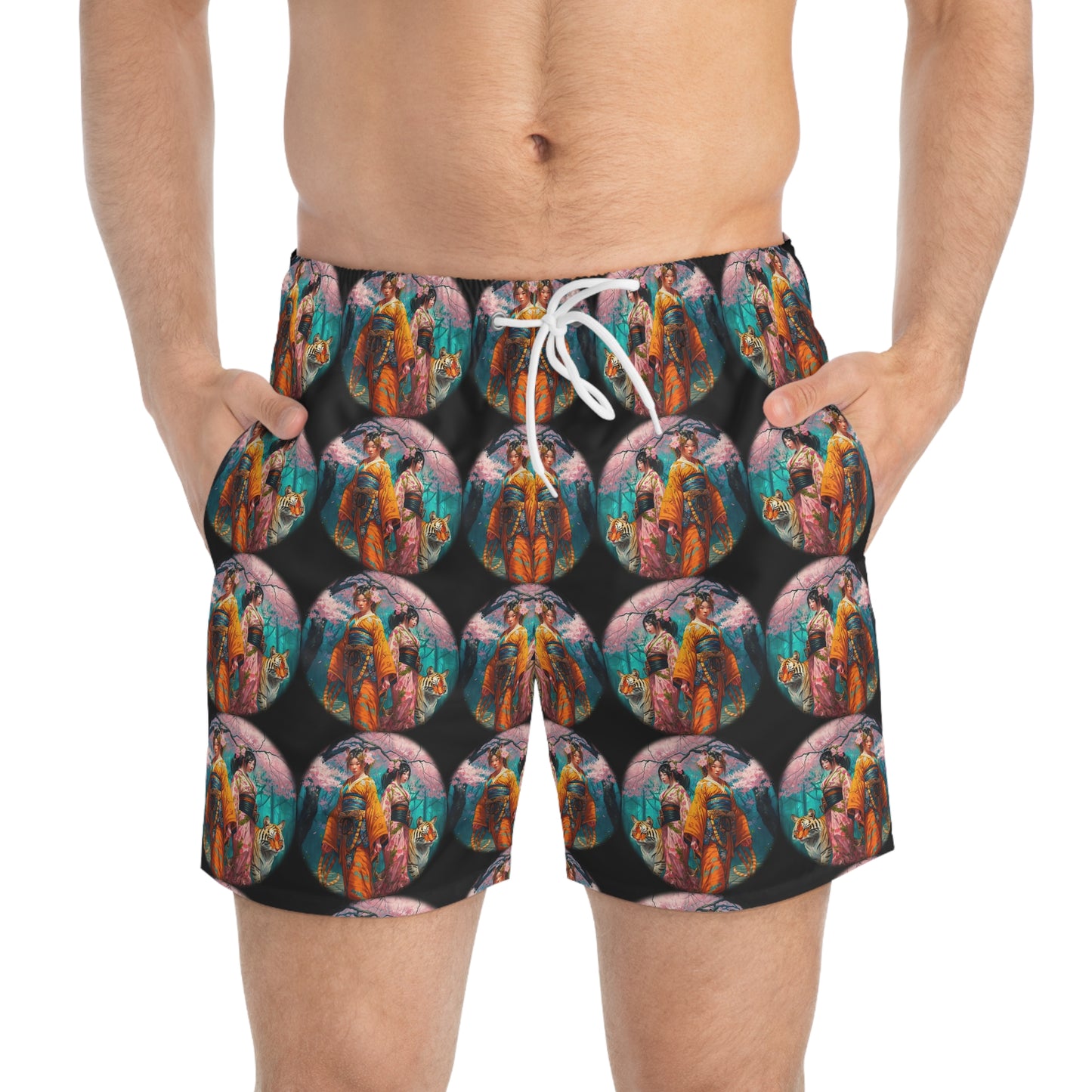 Tiger Geishas - Artsy Swim Trunks