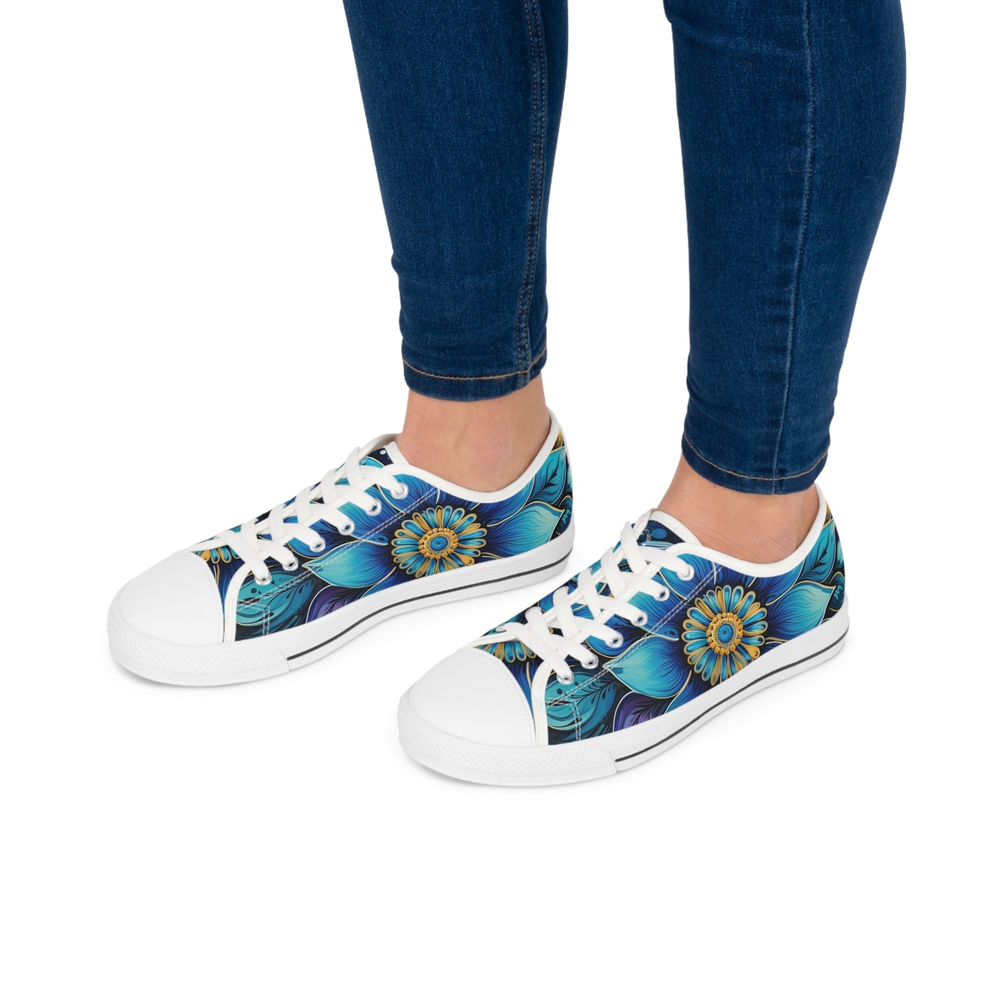 Blue Floral Mandala - Women's Sneakers