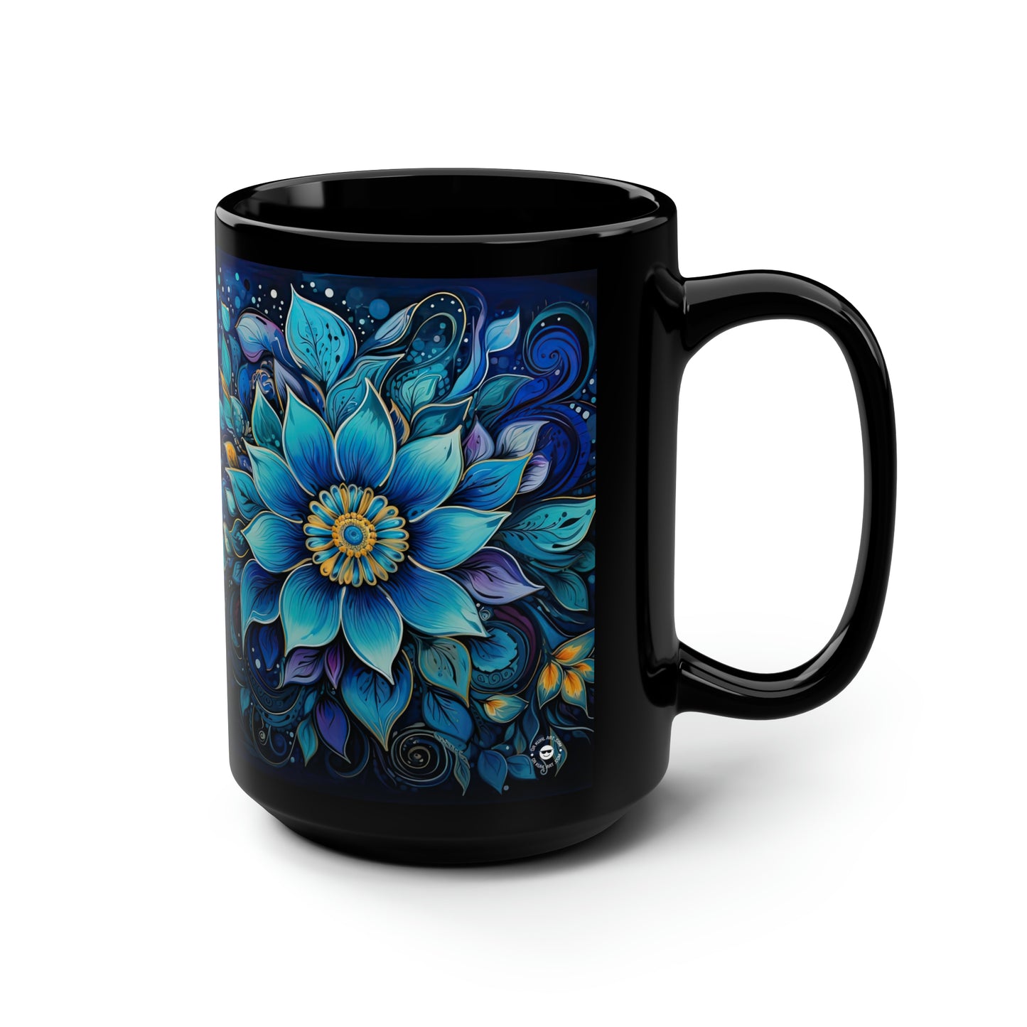 Blue Floral Mandala - Mug Art