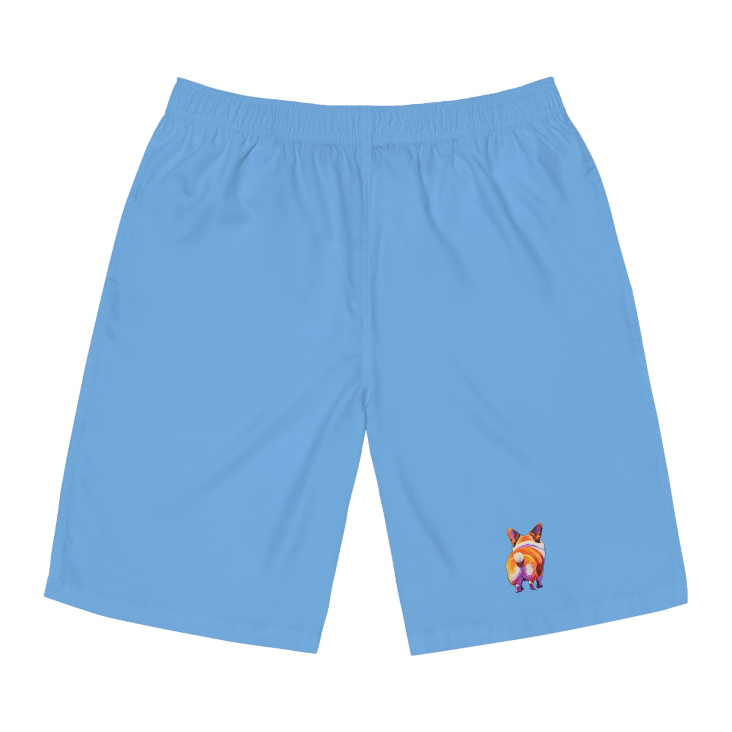 Corgi Butt Wiggle in Blue - Artistic Board Shorts