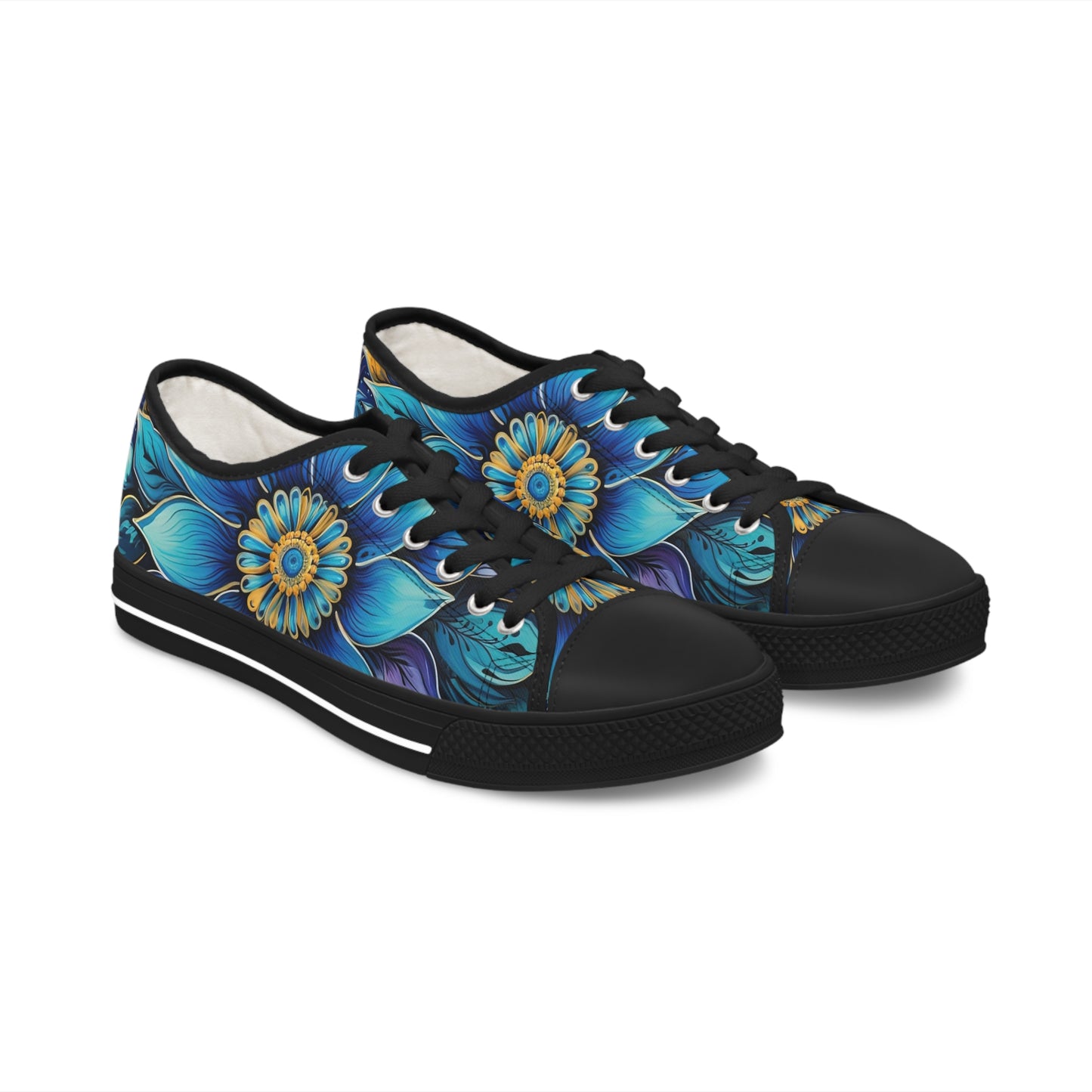 Blue Floral Mandala - Women's Sneakers