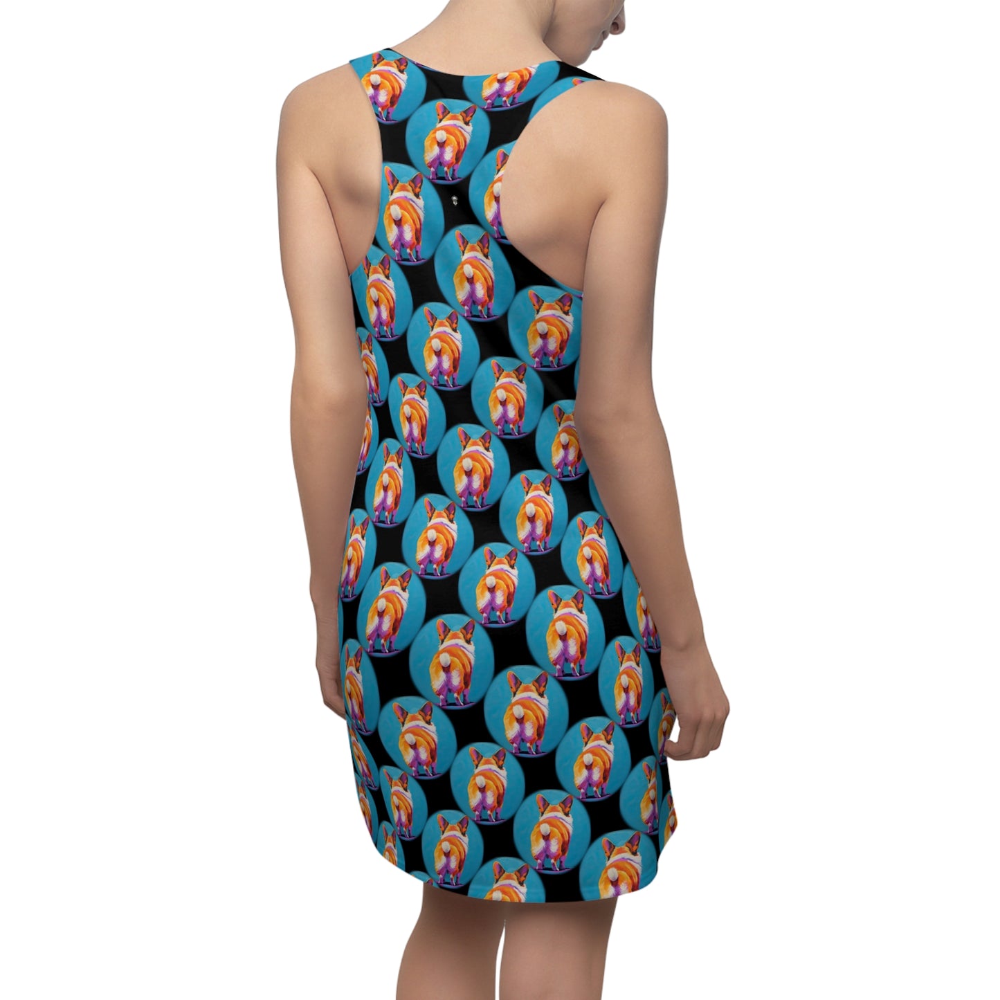 Corgi Butt Dots in Black - Artistic Racerback Dress