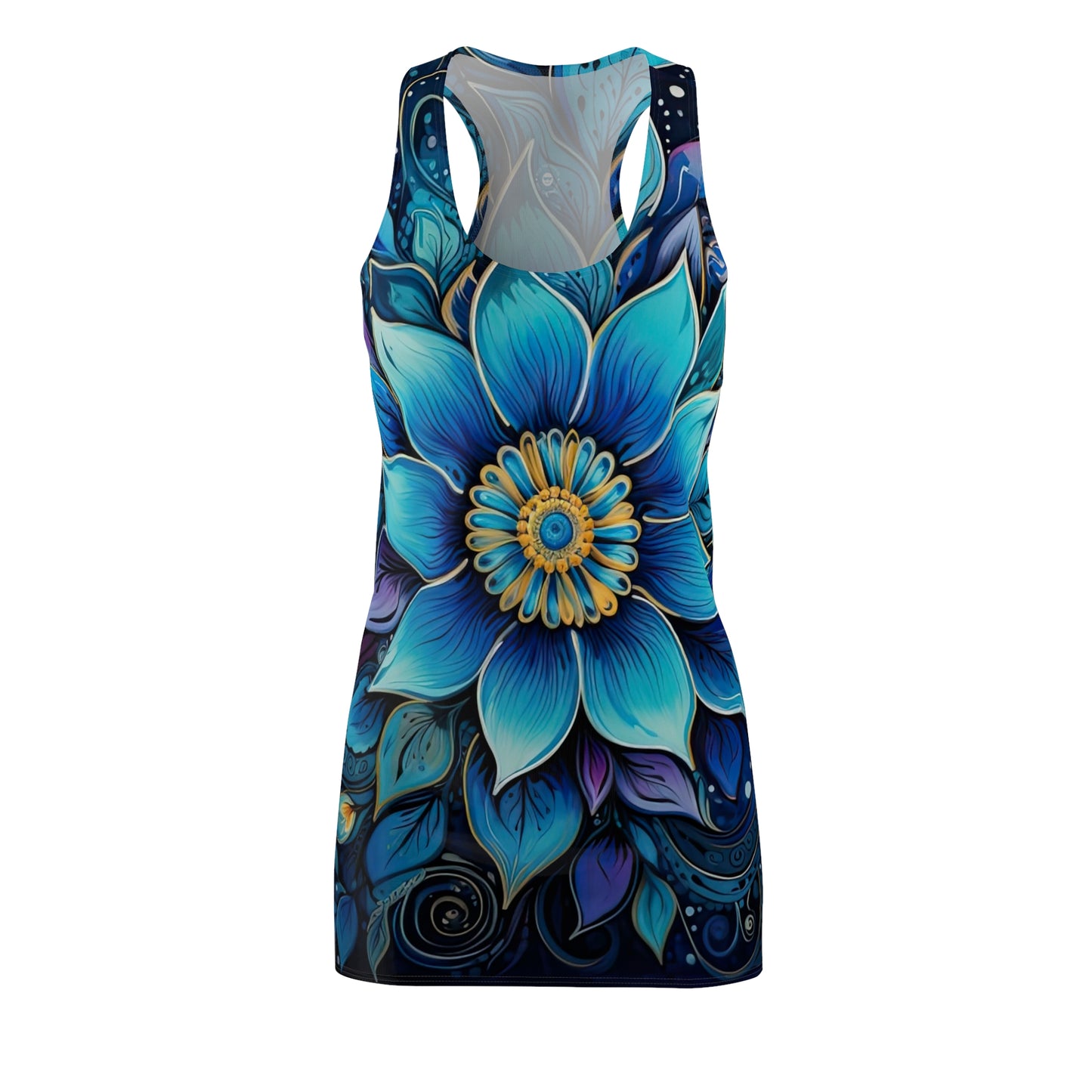 Blue Floral Mandala - Artistic Racerback Dress