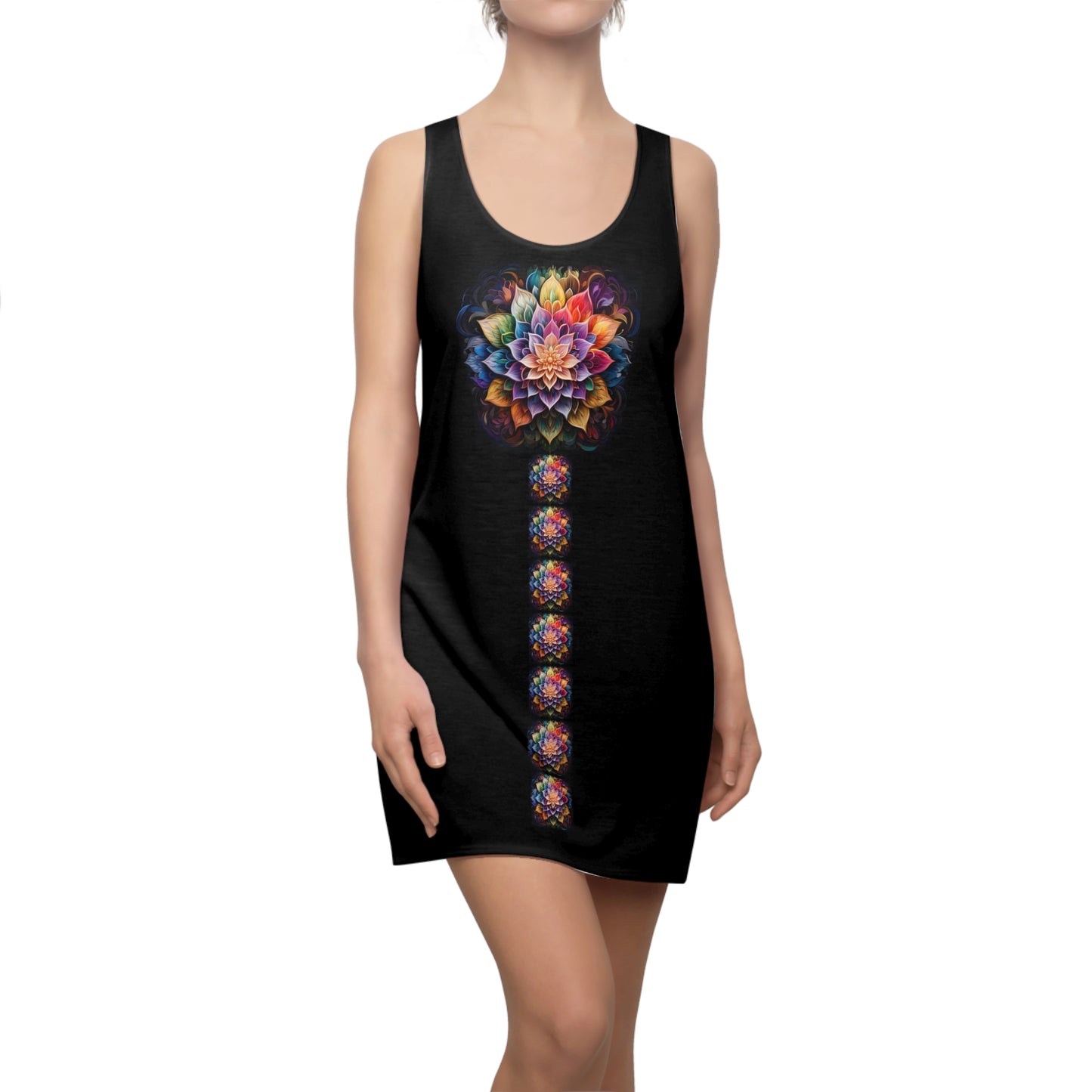 Lotus Mandala Trail - Artistic Racerback Dress