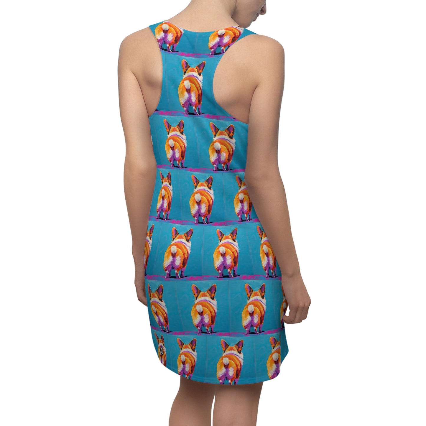 Corgi Butt Mosaic in Blue - Artistic Racerback Dress