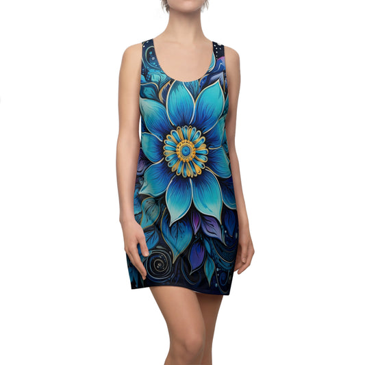 Blue Floral Mandala - Artistic Racerback Dress