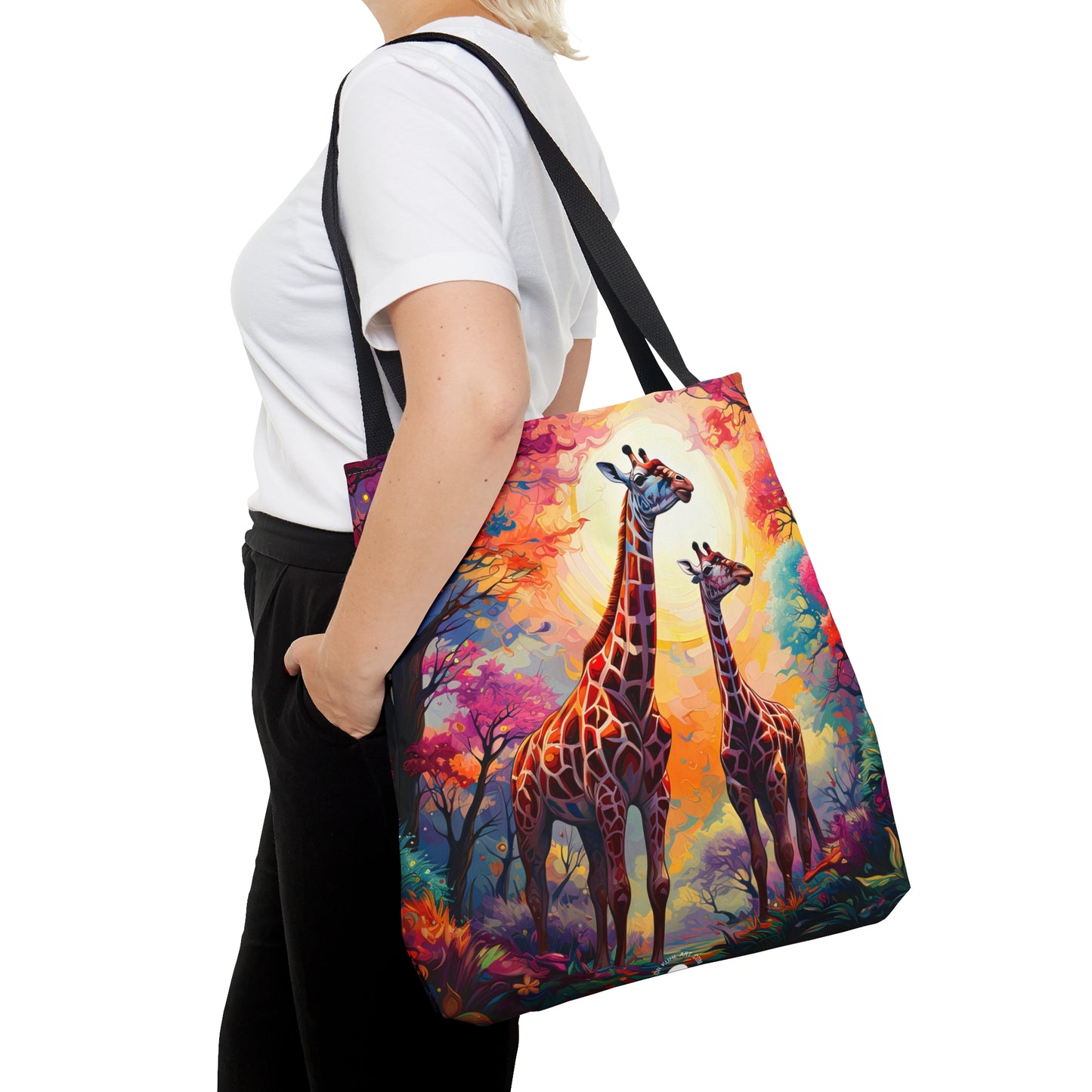 Giraffe Sunrise - Artistic Tote Bag