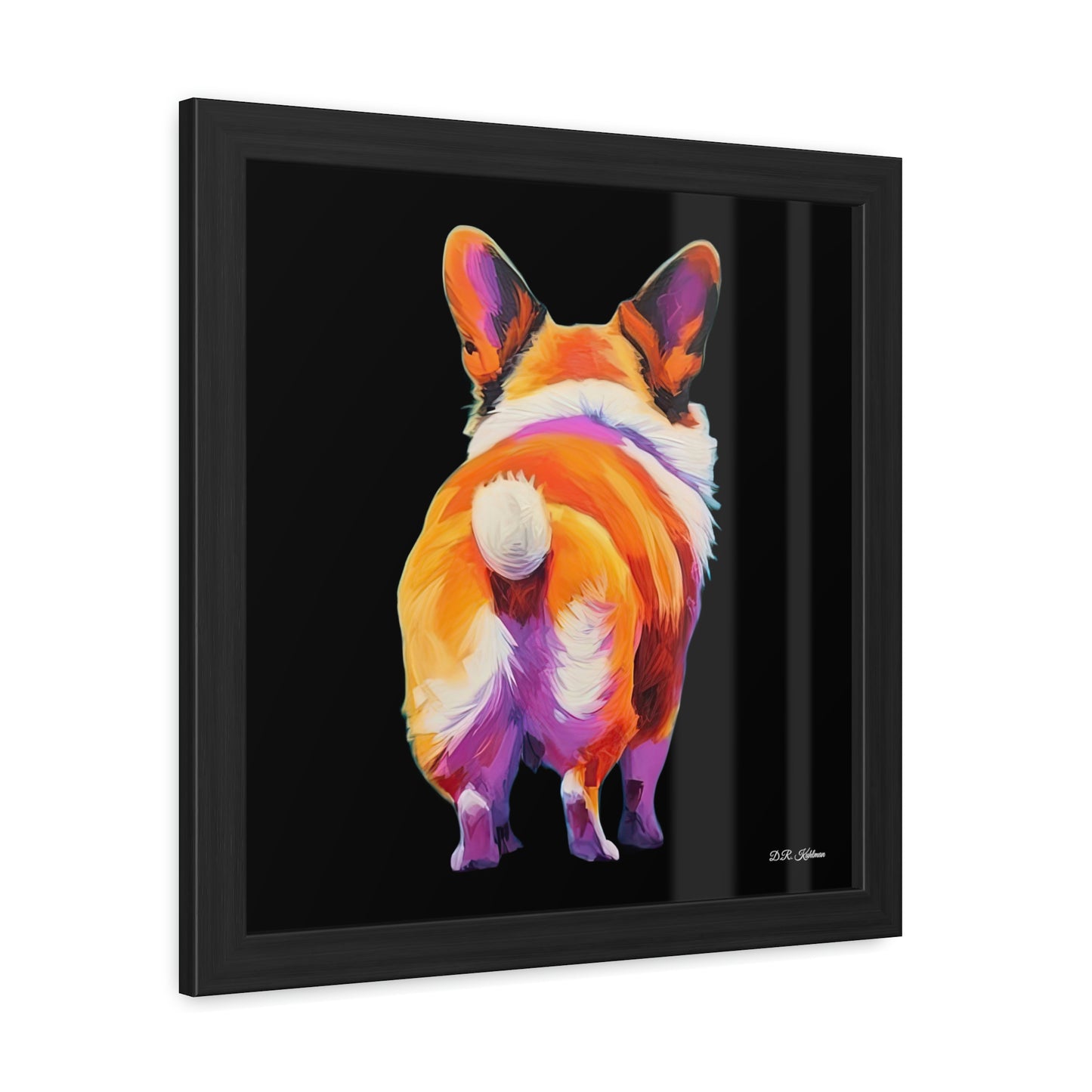 Corgi Butt Black - Framed Fine Art Print