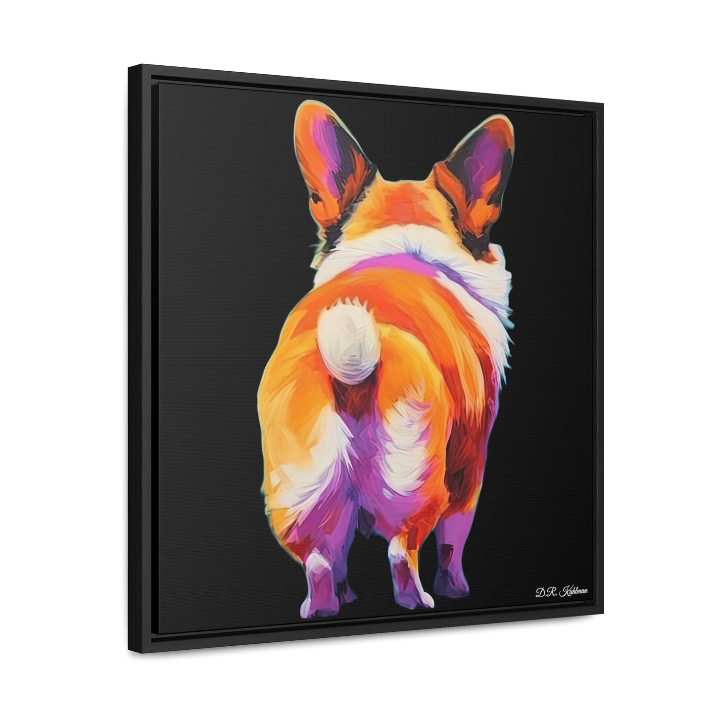 Corgi Butt Black on Canvas