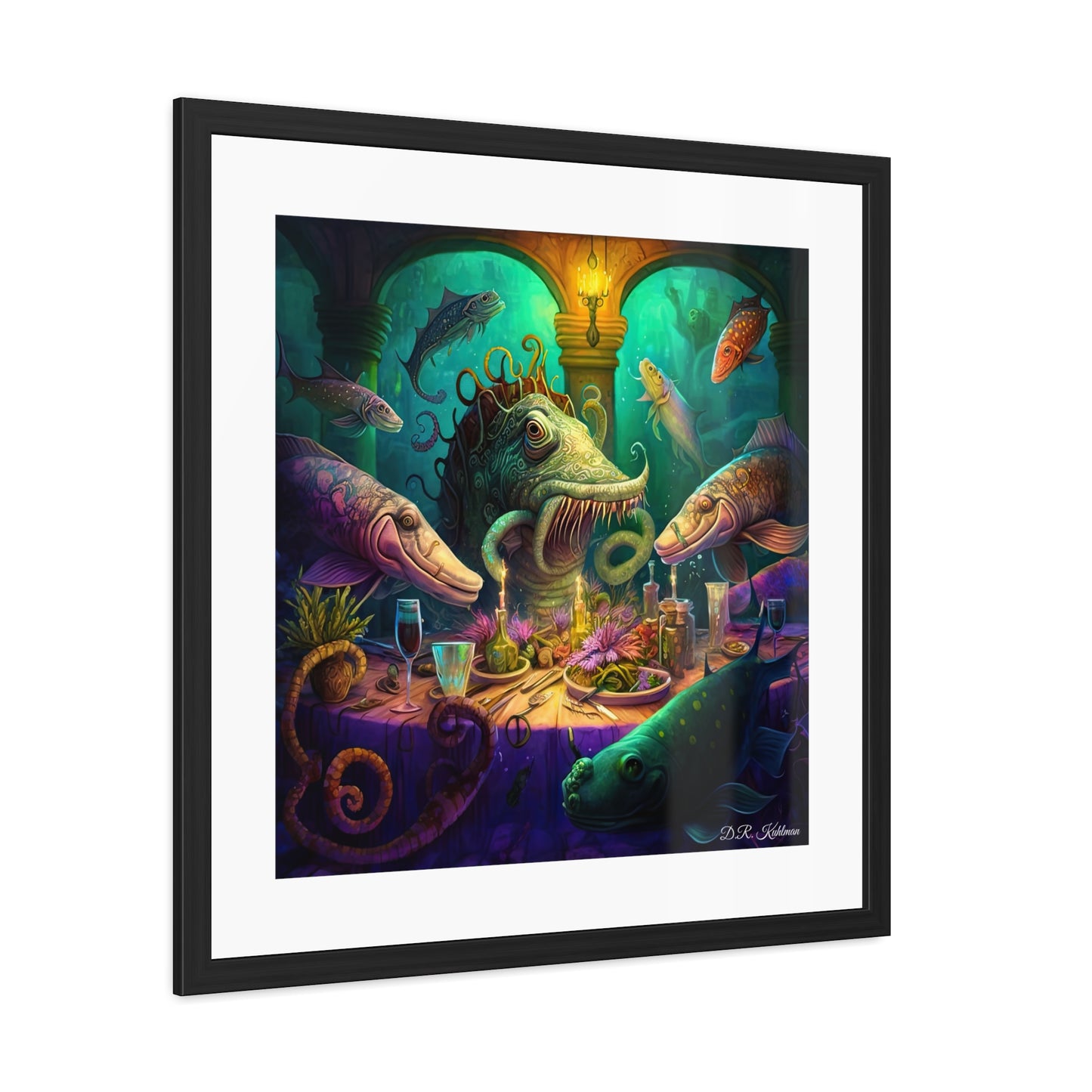 Fish Dinner In Atlantis - Framed Fine Art Print